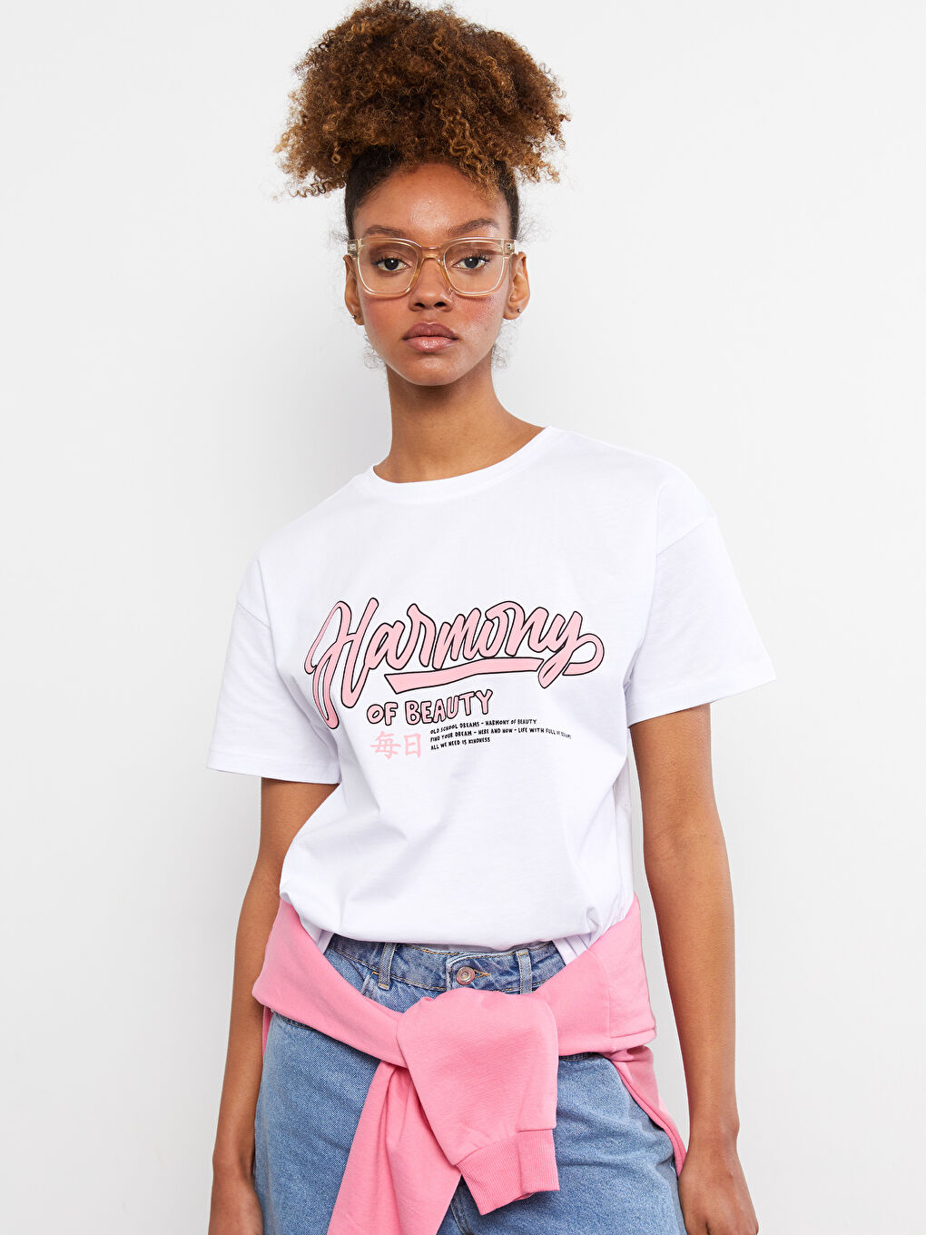 Crew Neck Letter Printed Short Sleeve Cotton Women's T-Shirt-2