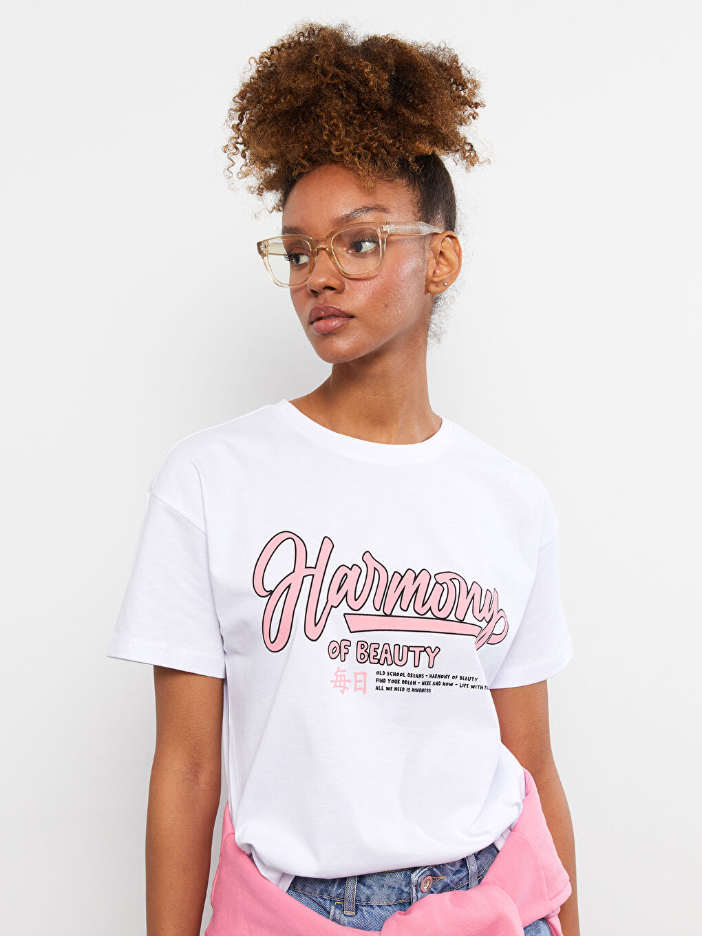 Crew Neck Letter Printed Short Sleeve Cotton Women's T-Shirt-4