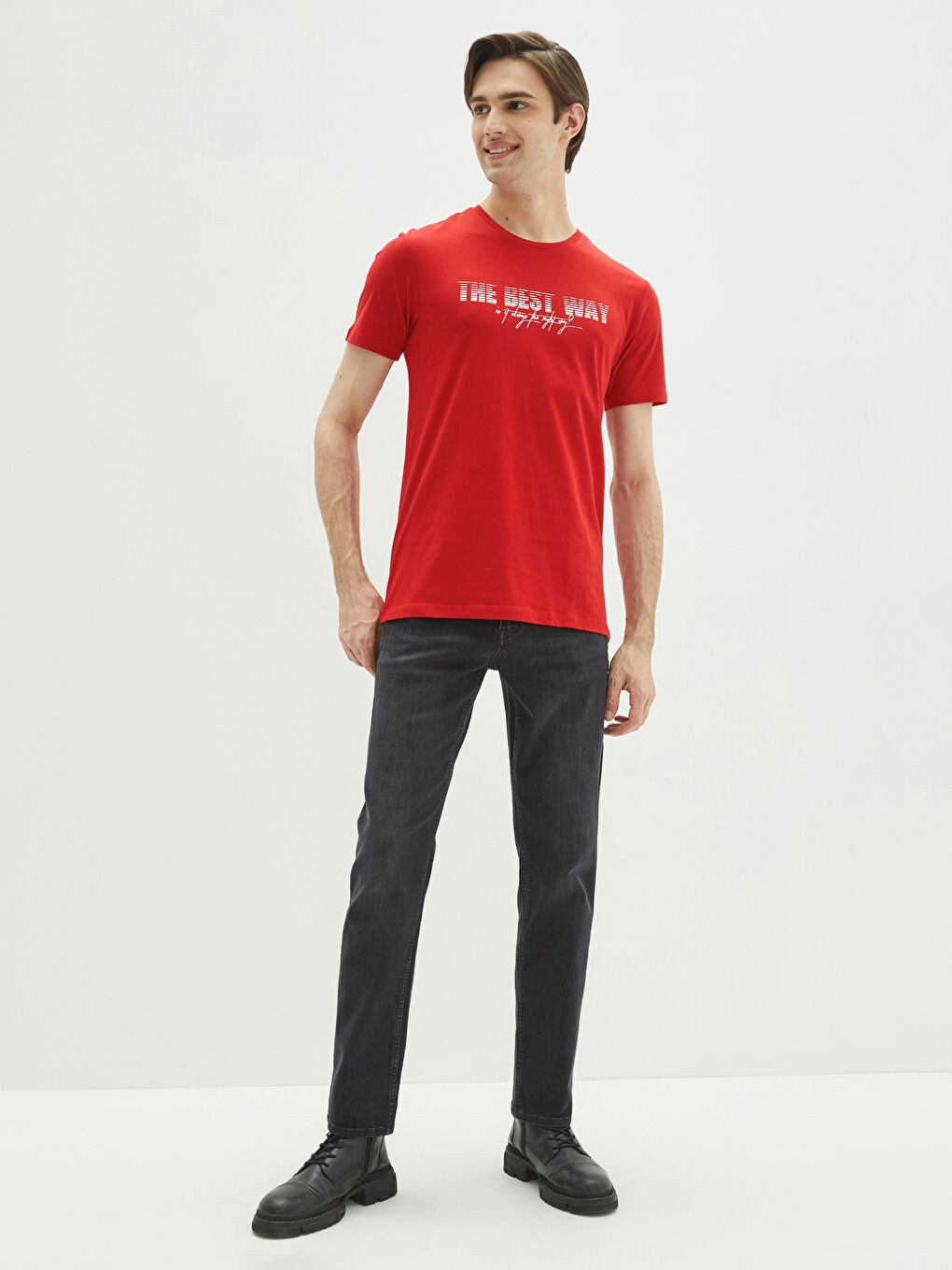 Crew Neck Short Sleeve Printed Combed Cotton Men's T-shirt-2