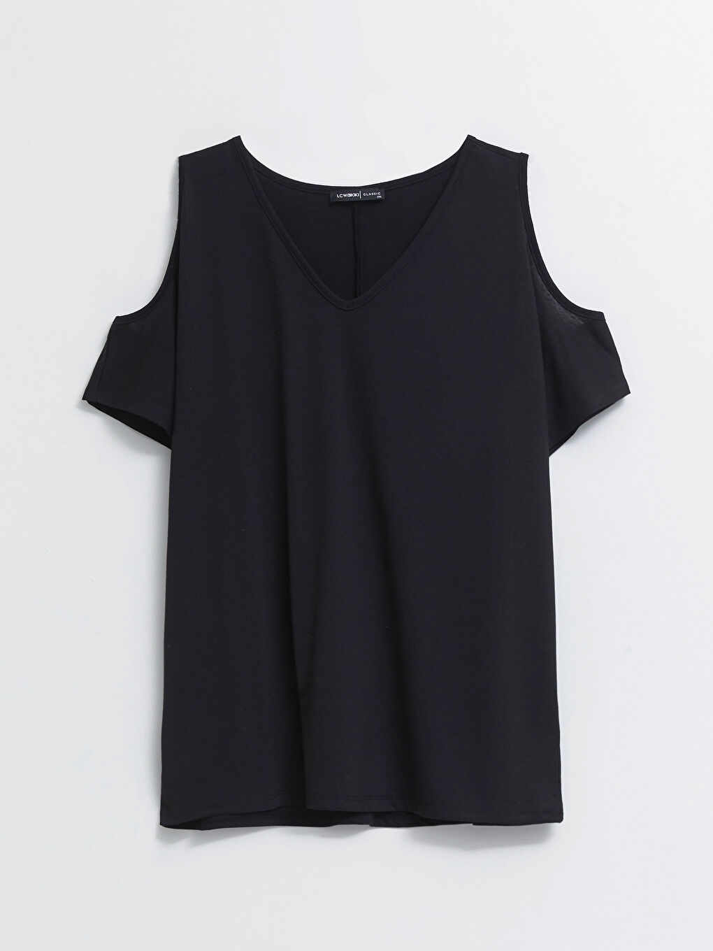 Plus Size V Neck Straight Short Sleeve Women T-Shirt-10