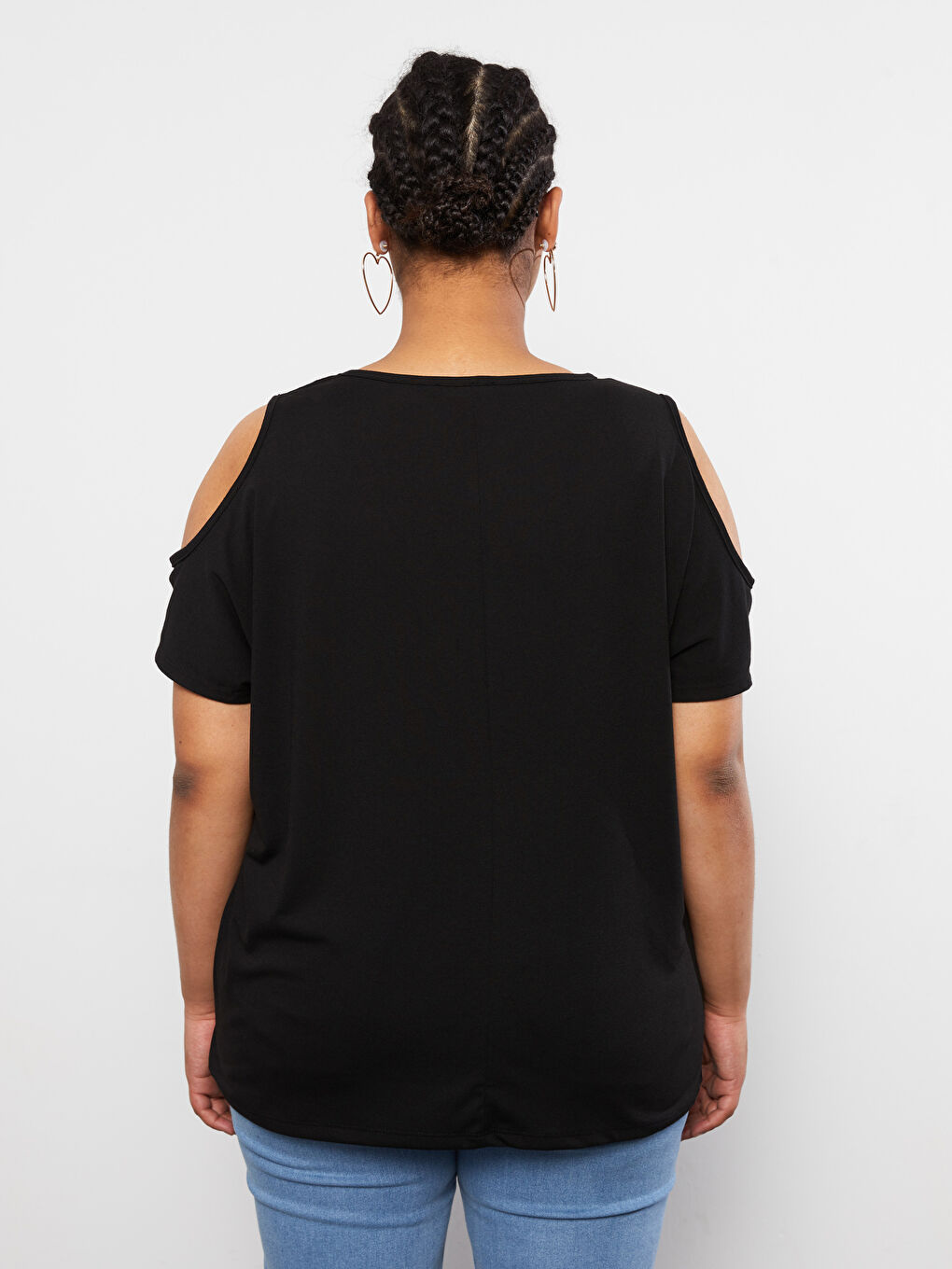 Plus Size V Neck Straight Short Sleeve Women T-Shirt-8