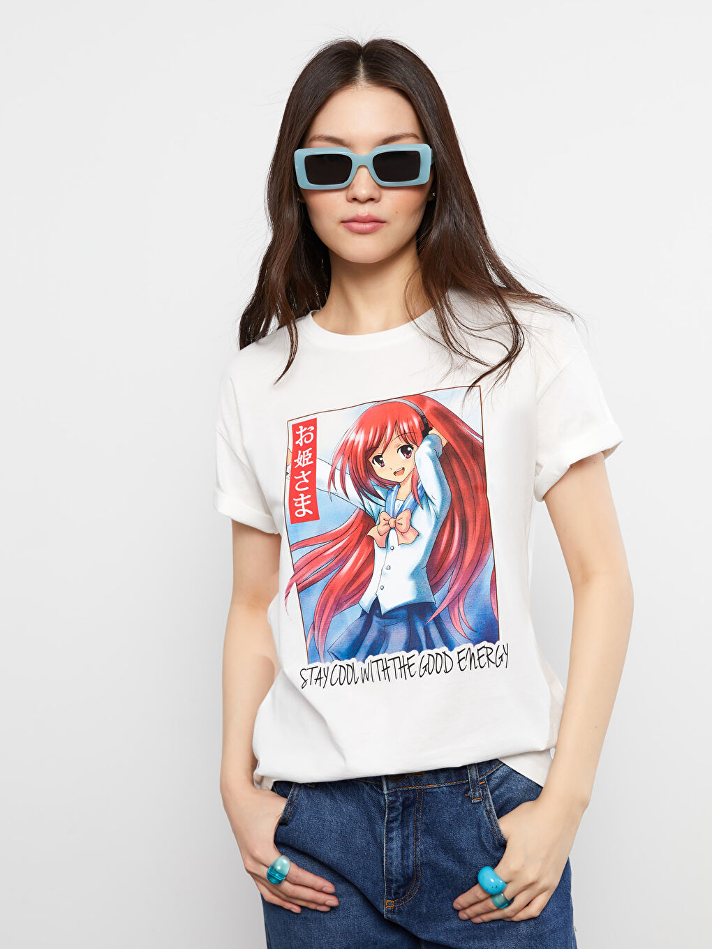 Crew Neck Printed Short Sleeve Women's Cotton T-Shirt-1