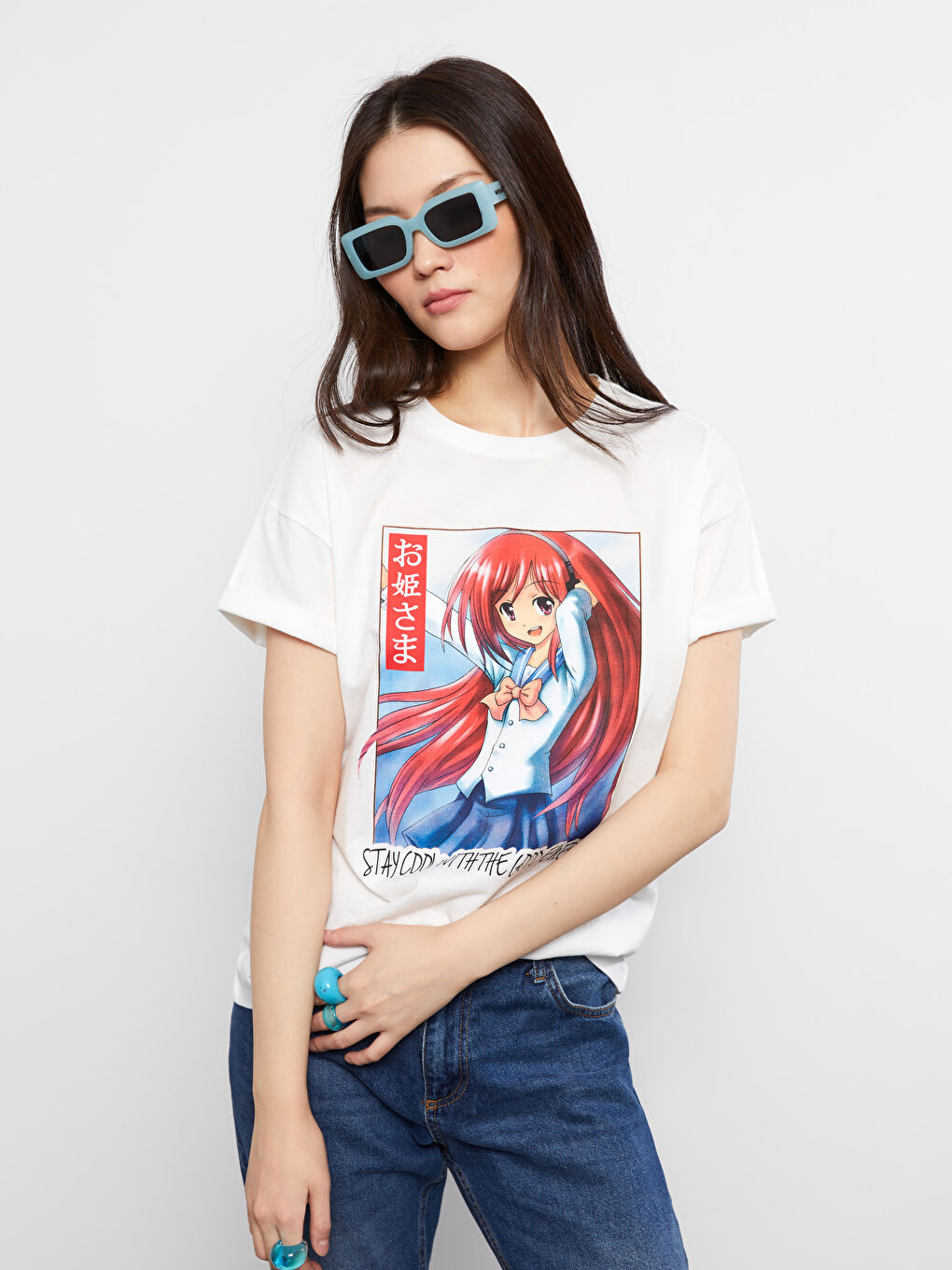 Crew Neck Printed Short Sleeve Women's Cotton T-Shirt-2