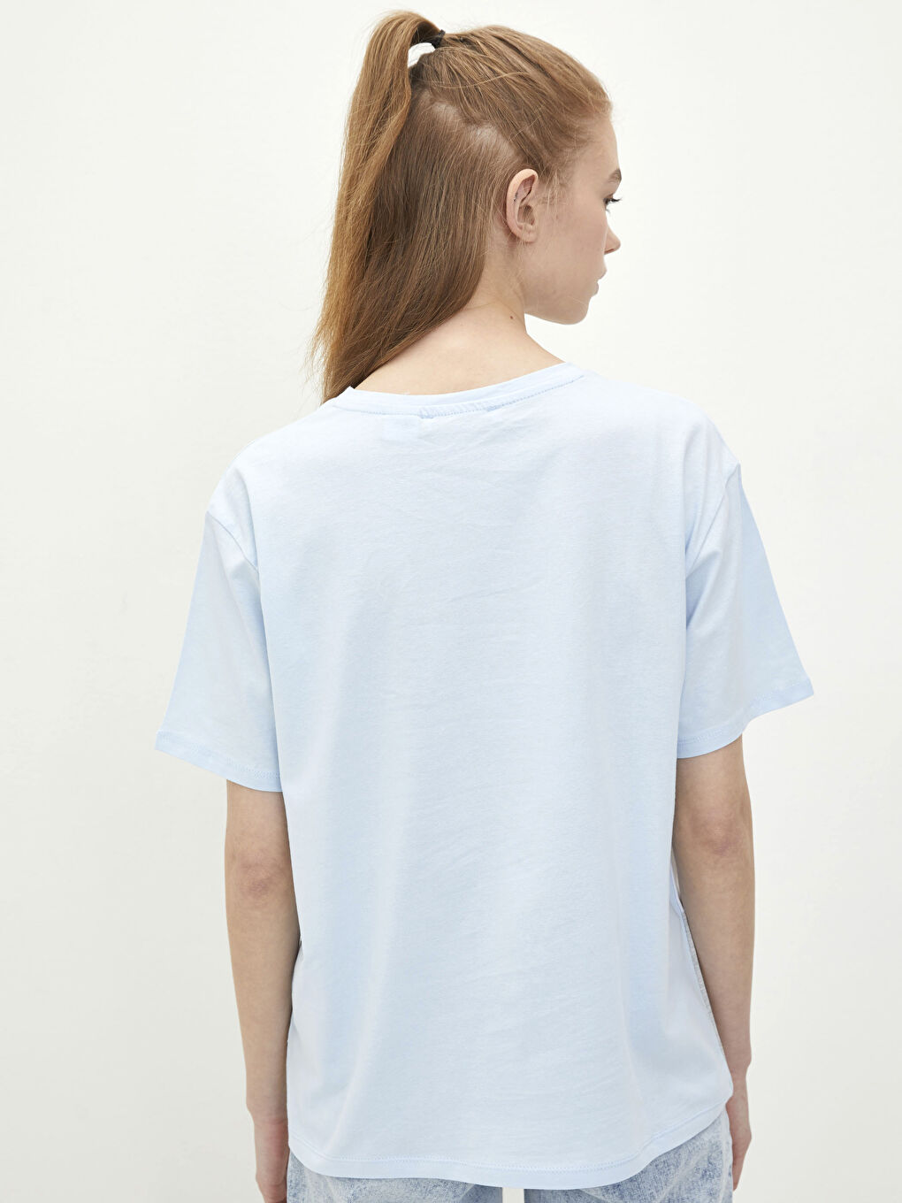 Crew Neck Mickey Mouse Printed Short Sleeve Cotton Women's T-Shirt-4