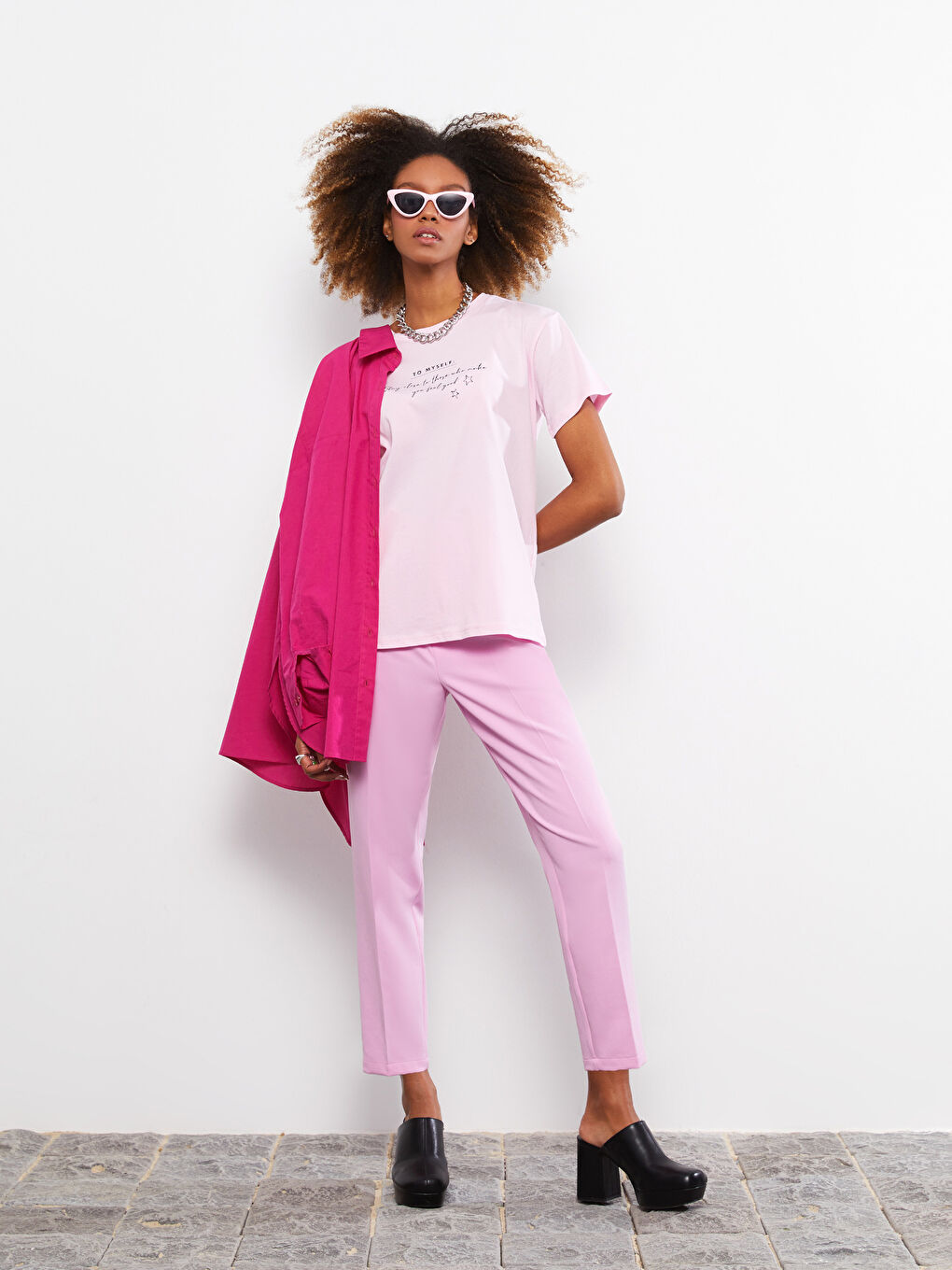 T-shirt en Coton à Manches Courtes avec Imprimé Lettre et Col Rond pour Femmes