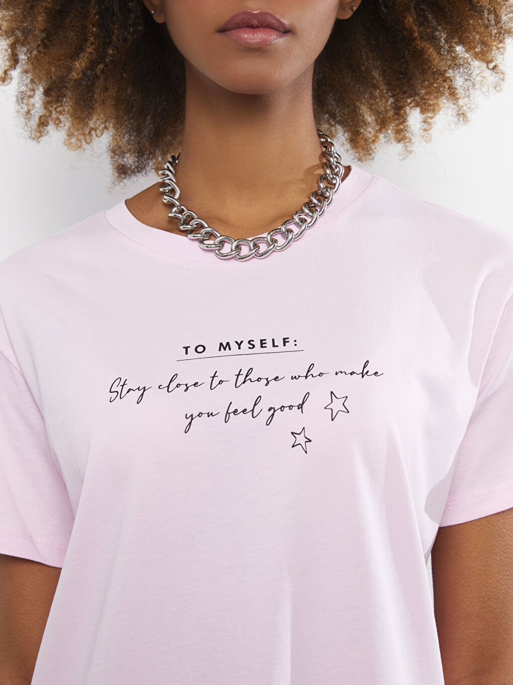 T-shirt en Coton à Manches Courtes avec Imprimé Lettre et Col Rond pour Femmes-5