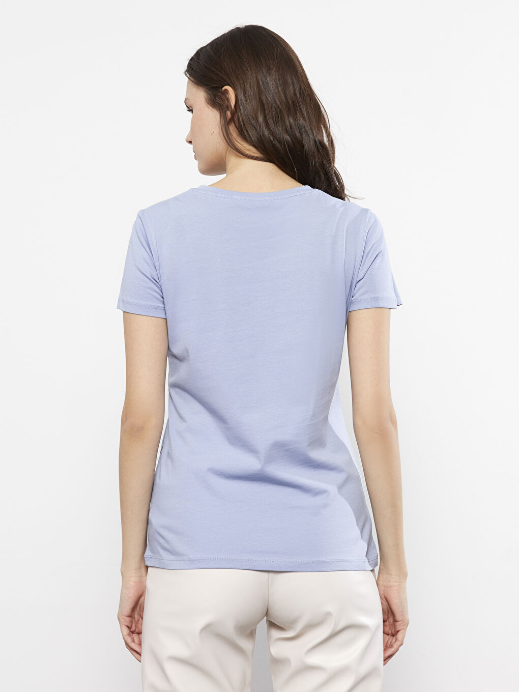 LCW Vision Crew Neck Printed Short Sleeve Cotton Women's T-shirt -S2GF56Z8-GCK