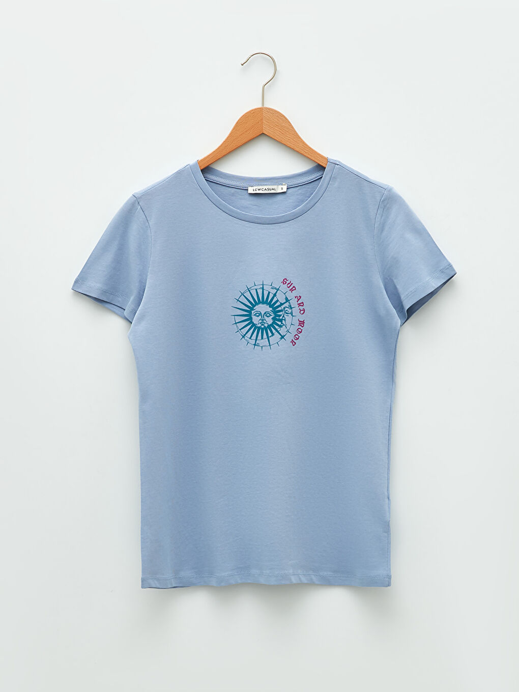 LCW Vision Crew Neck Printed Short Sleeve Cotton Women's T-shirt -S2GF56Z8-GCK