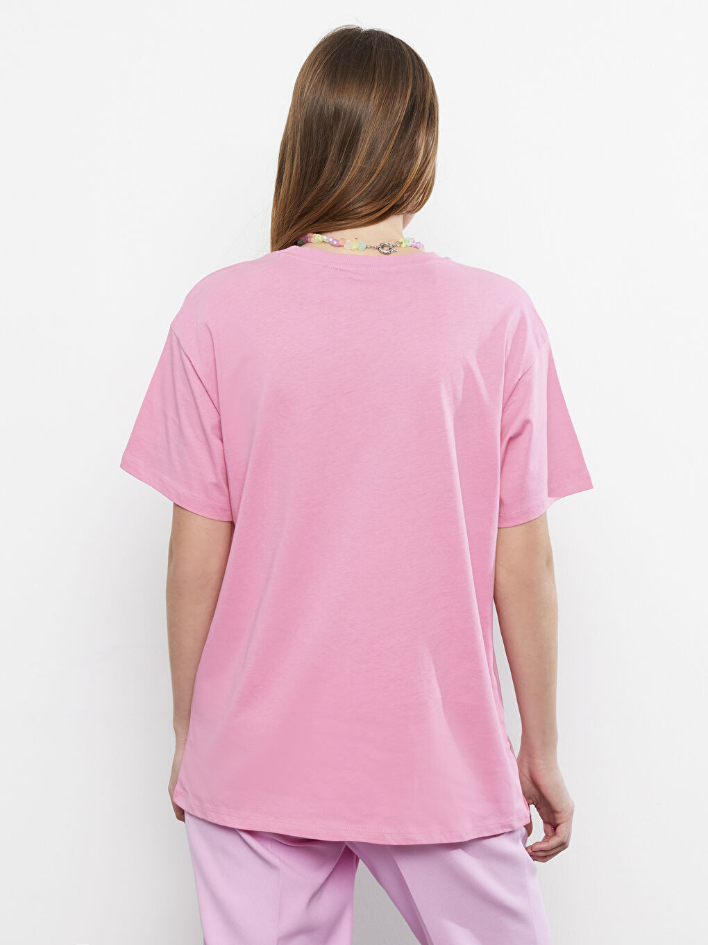 Crew Neck Letter Printed Short Sleeve Cotton Women's T-Shirt-5