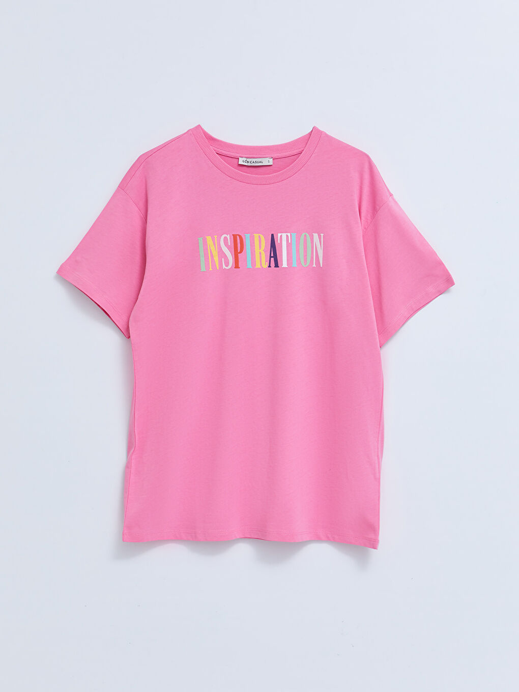 Crew Neck Letter Printed Short Sleeve Cotton Women's T-Shirt-6