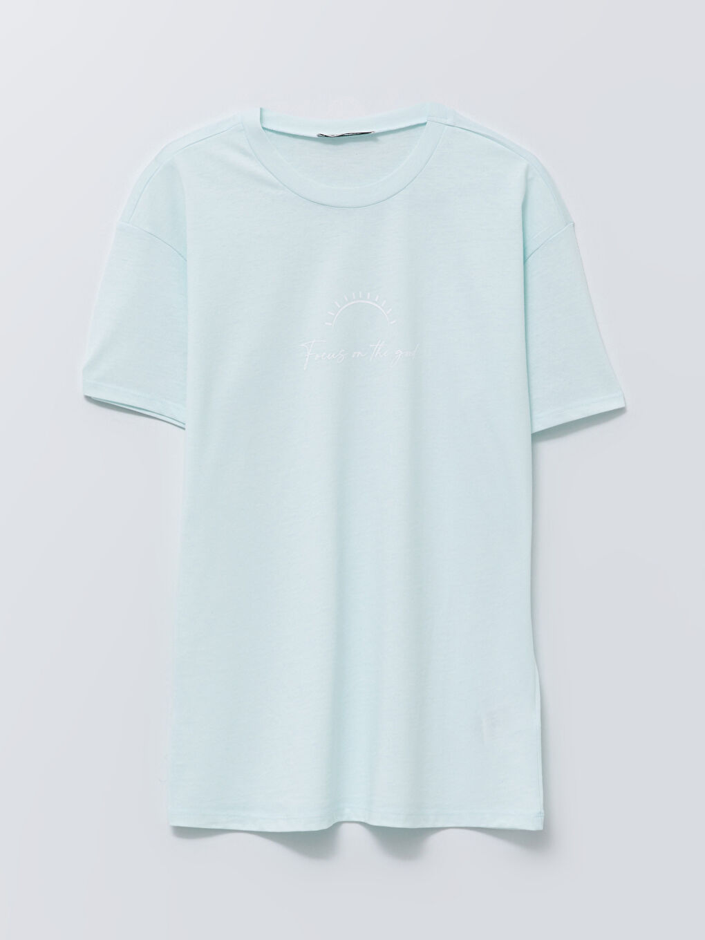 Tricou din Bumbac cu Mânecă Scurtă Imprimat și Guler Rotund pentru Femei-5