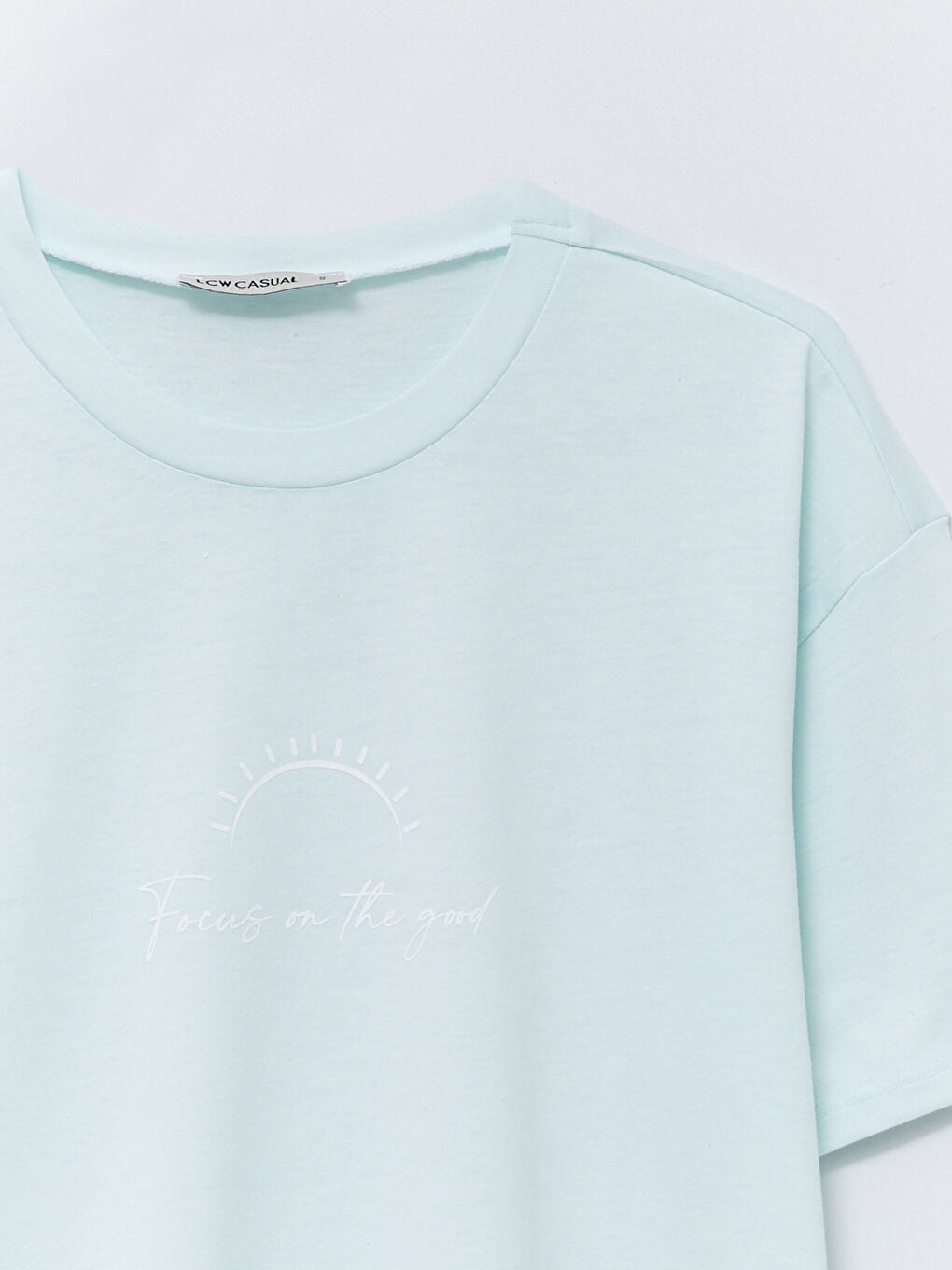 Tricou din Bumbac cu Mânecă Scurtă Imprimat și Guler Rotund pentru Femei-7