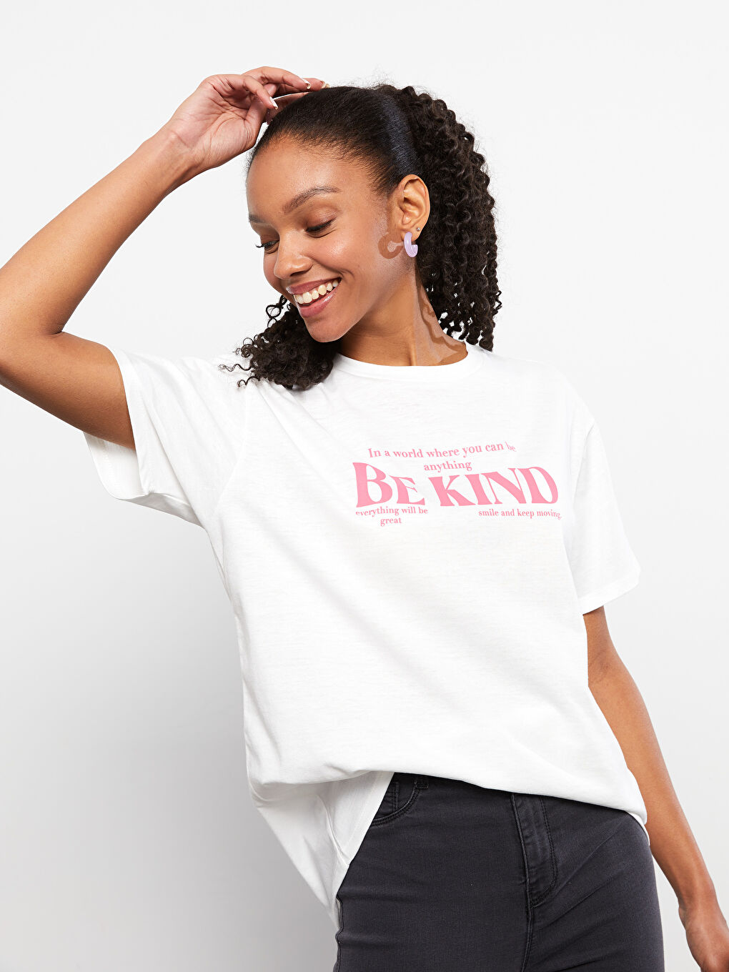 Crew Neck Letter Printed Short Sleeve Women's T-Shirt-1