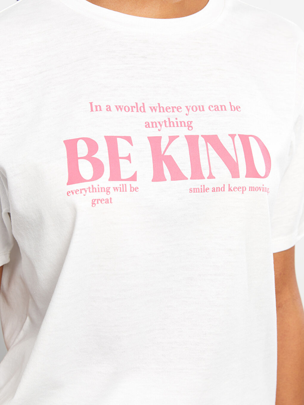 Crew Neck Letter Printed Short Sleeve Women's T-Shirt-3