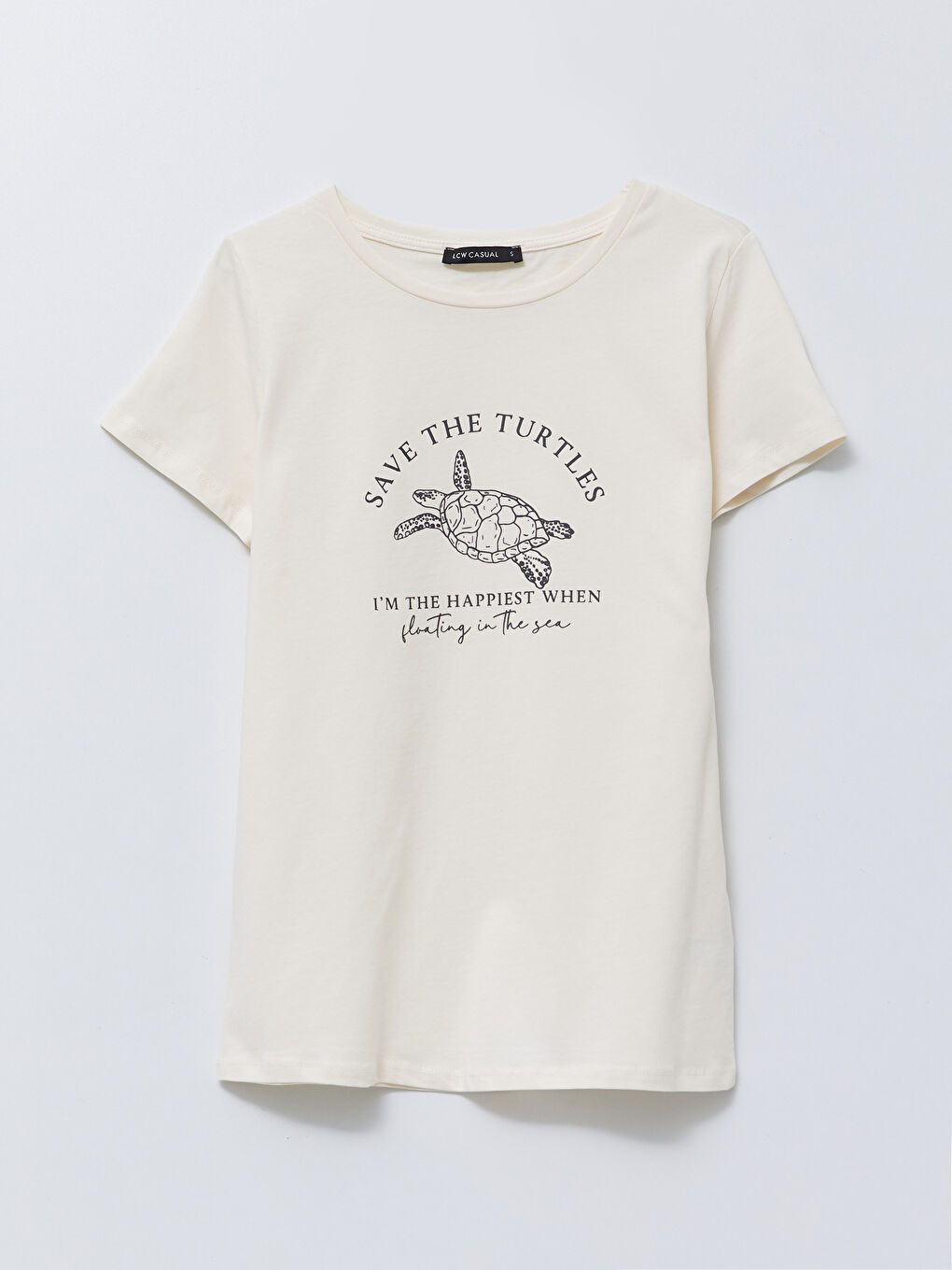 Crew Neck Printed Short Sleeve Cotton Women's T-shirt-5