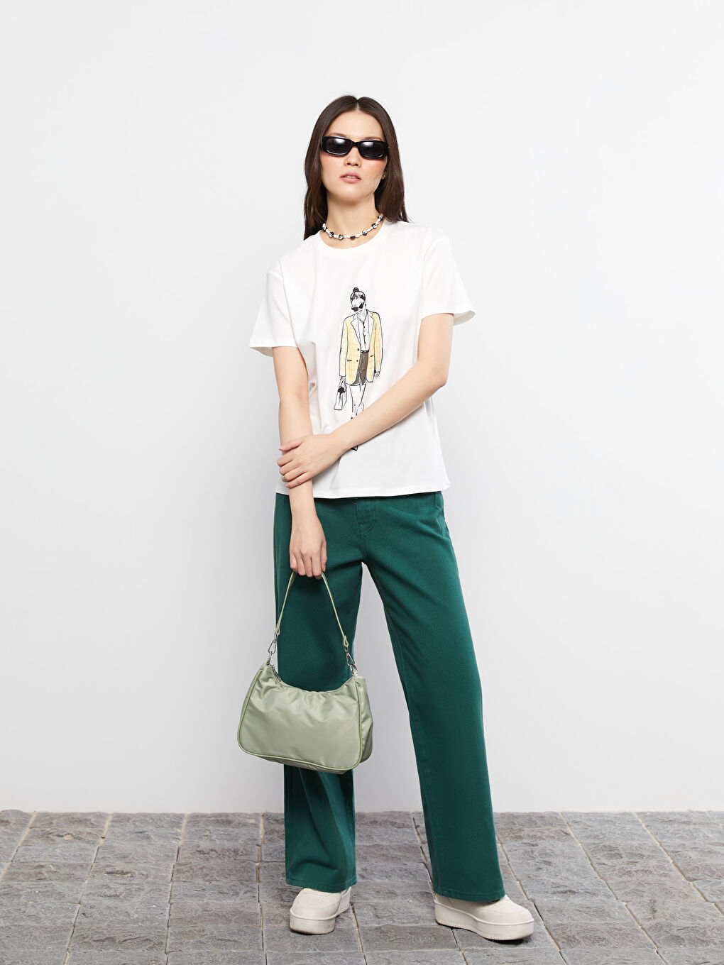 Crew Neck Printed Short Sleeve Cotton Women's T-shirt