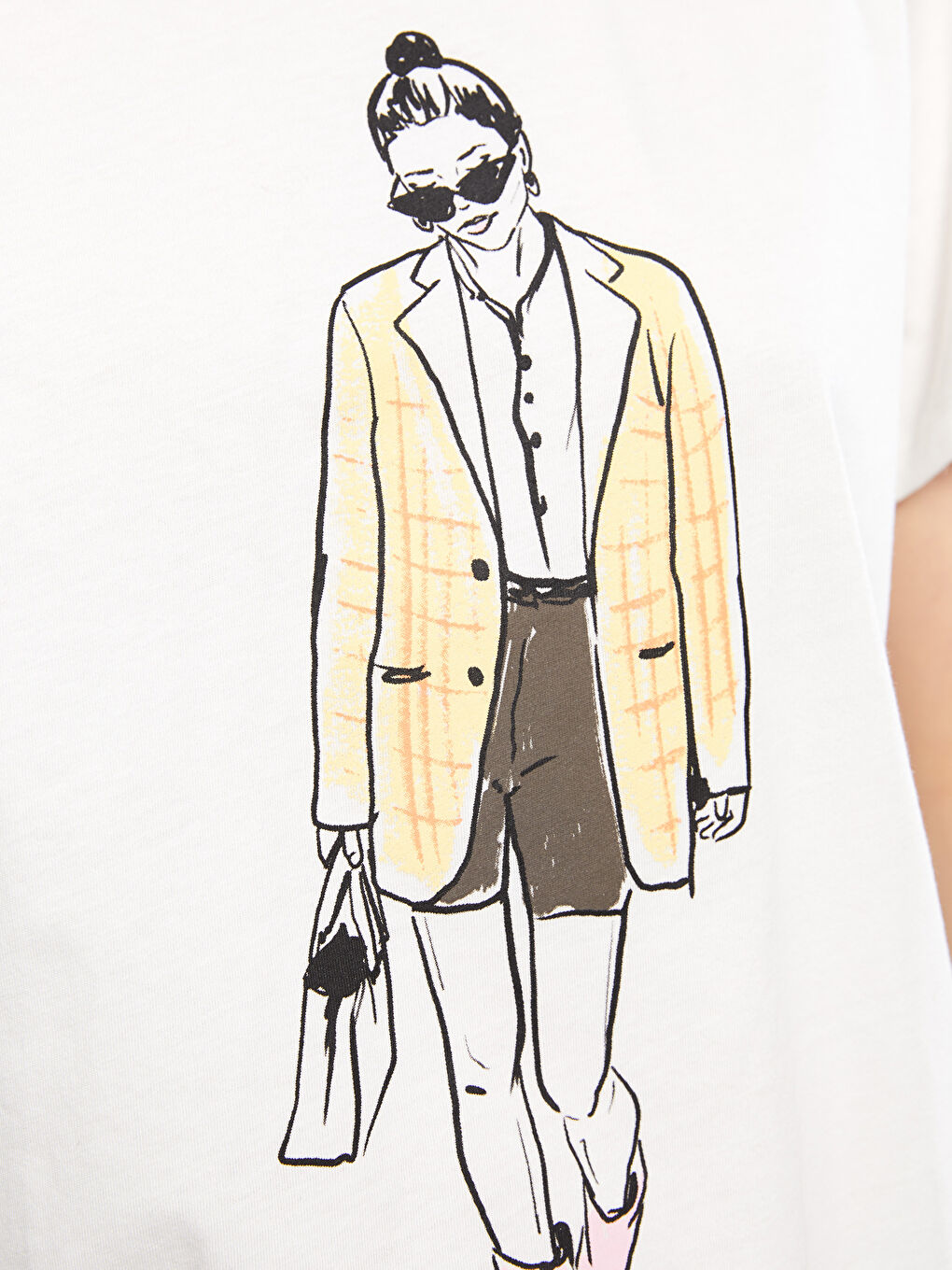 Crew Neck Printed Short Sleeve Cotton Women's T-shirt-3