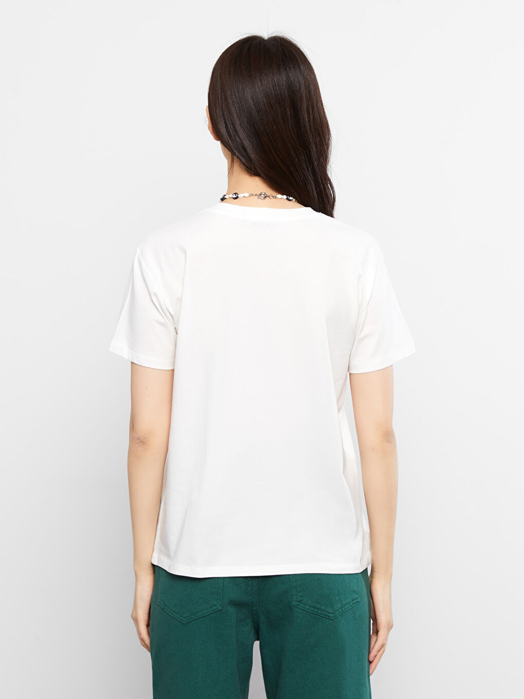 Crew Neck Printed Short Sleeve Cotton Women's T-shirt-4