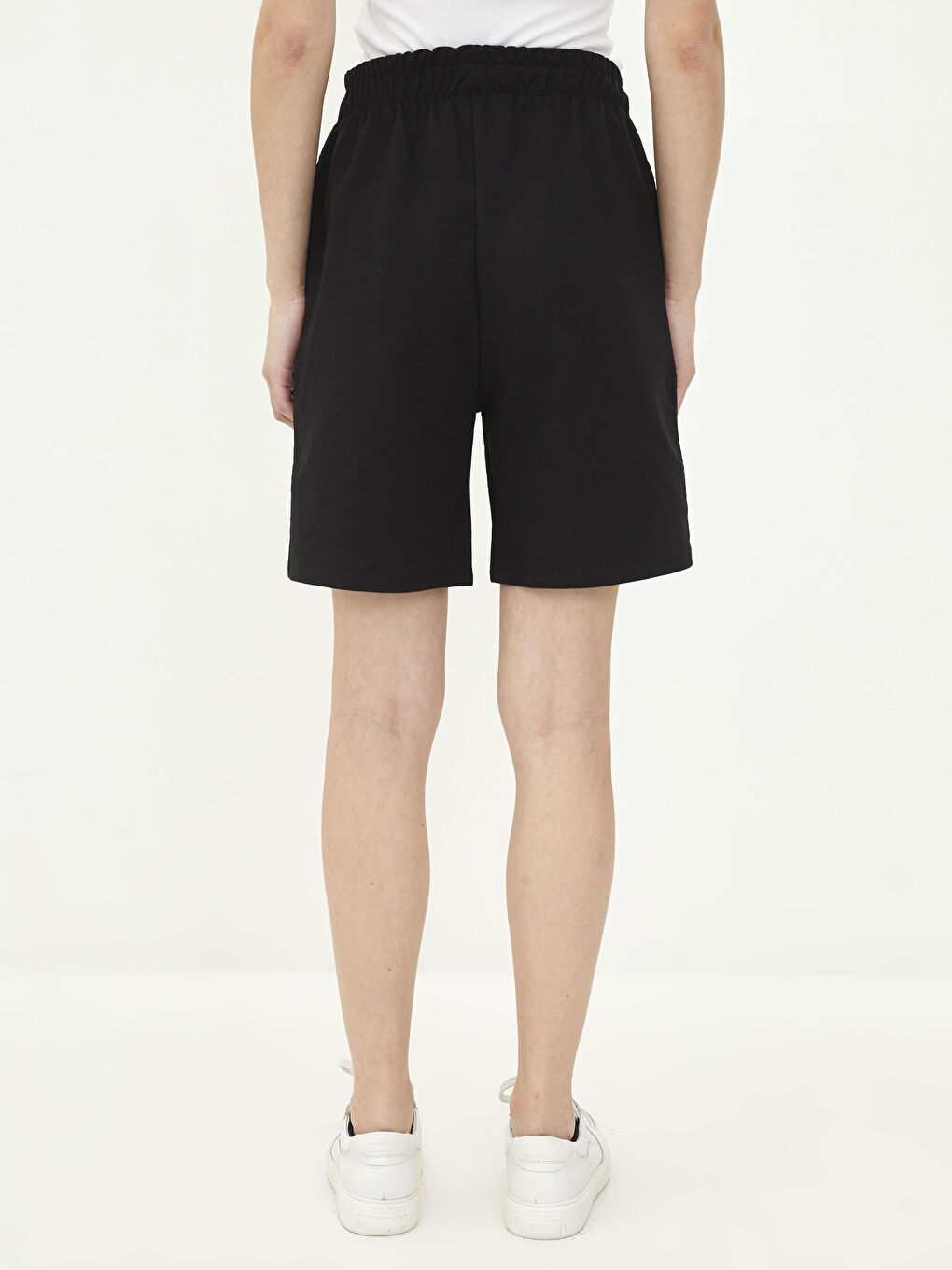 Women's Bermuda Shorts With Elastic Waist Printed Pocket Detail-4