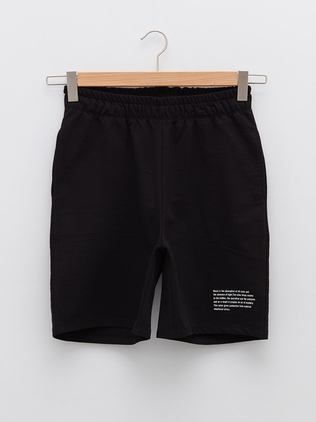 Women's Bermuda Shorts With Elastic Waist Printed Pocket Detail-5