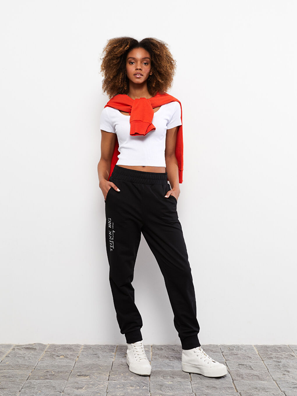 LCW Vision Elastic Waist Printed Pocket Detailed Women's Jogger Sweatpants -S2GG00Z8-RQN