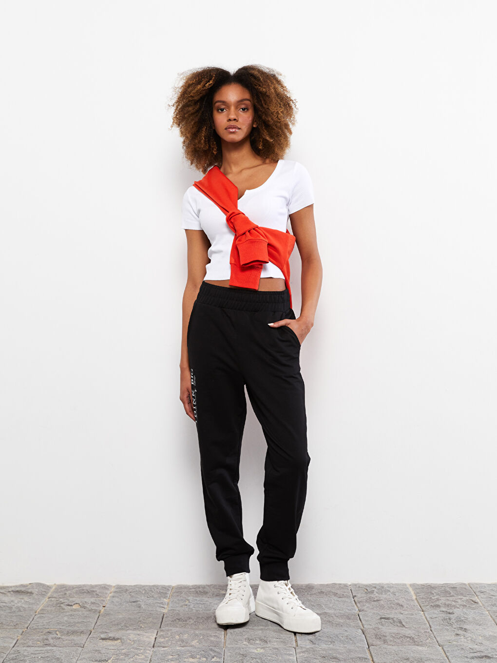 LCW Vision Elastic Waist Printed Pocket Detailed Women's Jogger Sweatpants -S2GG00Z8-RQN