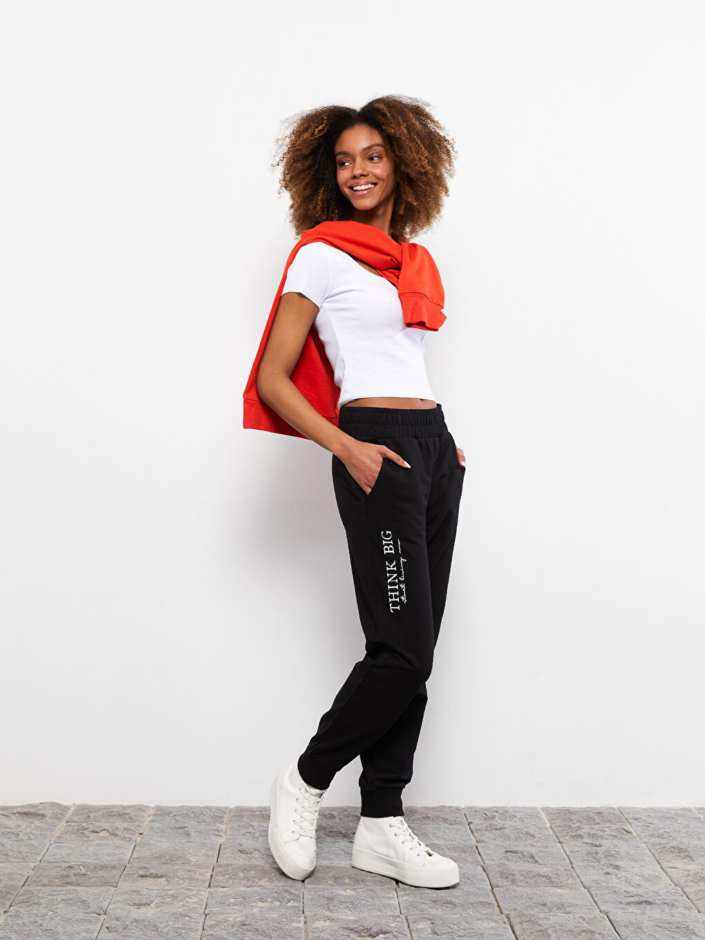 LCW Vision Elastic Waist Printed Pocket Detailed Women's Jogger Sweatpants -S2GG00Z8-RQN