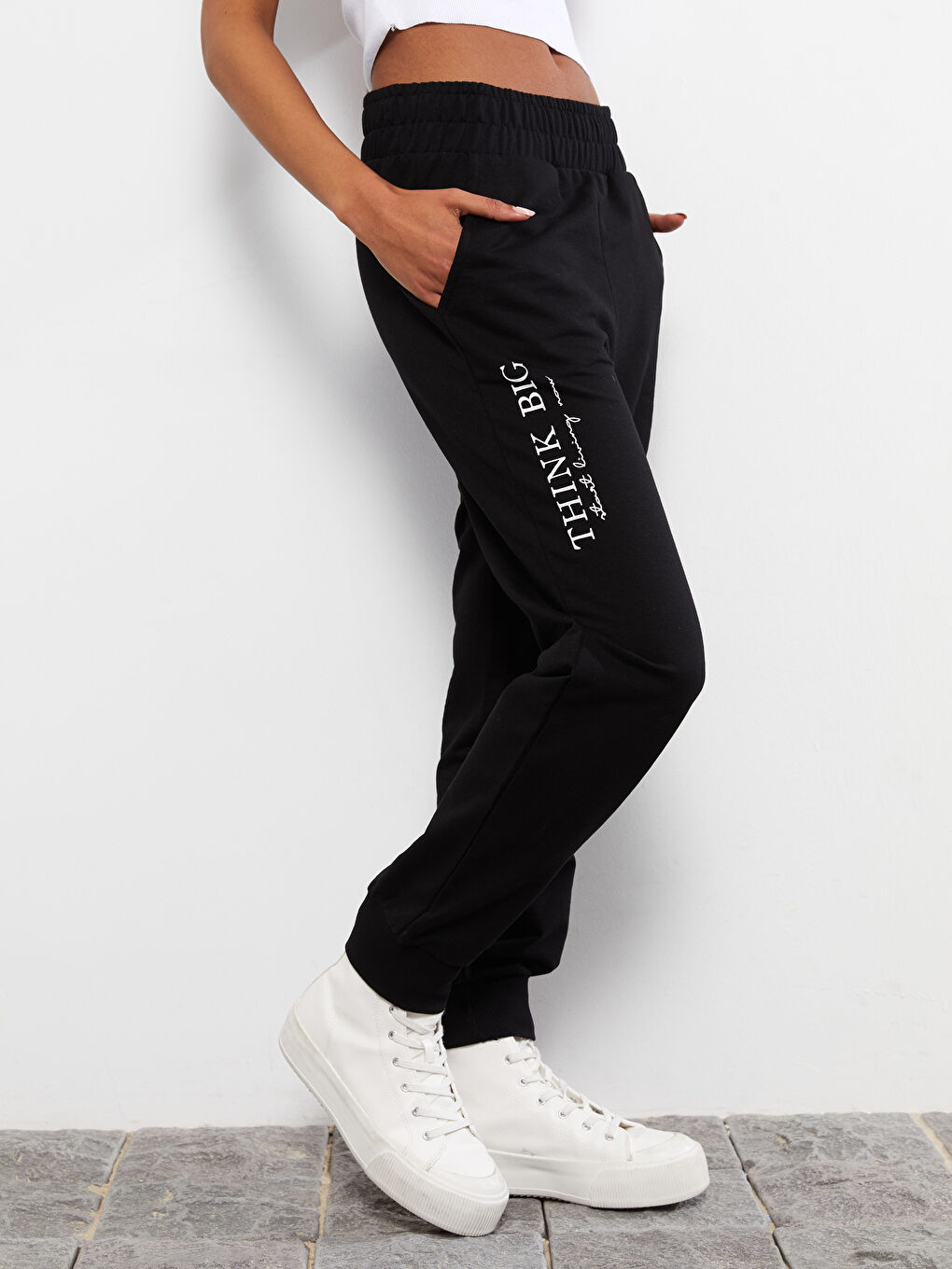 LCW Vision Elastic Waist Printed Pocket Detailed Women's Jogger Sweatpants -S2GG00Z8-RQN