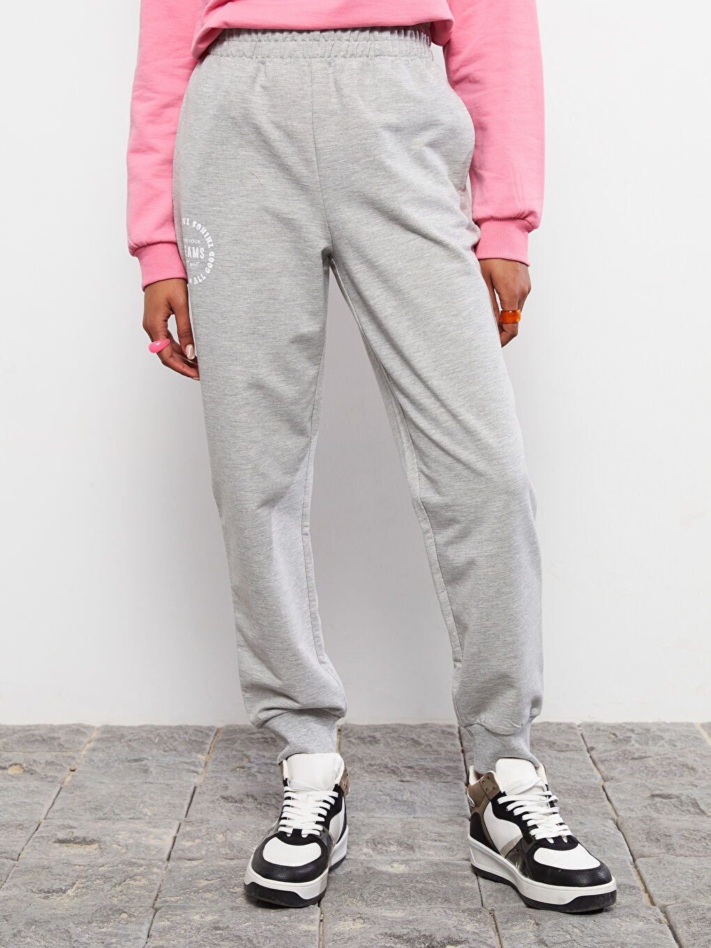 LCW Vision Ελαστική Μέση Εκτυπωμένο Φούτερ Joggers για Γυναίκες -S2GG01Z8-LAL