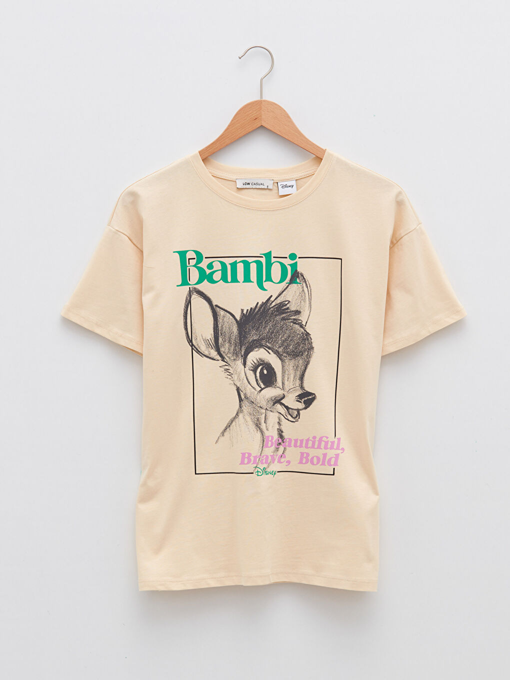 LCW Vision Crew Neck Bambi Printed Short Sleeve Cotton Women's T-Shirt -S2GG06Z8-FWC