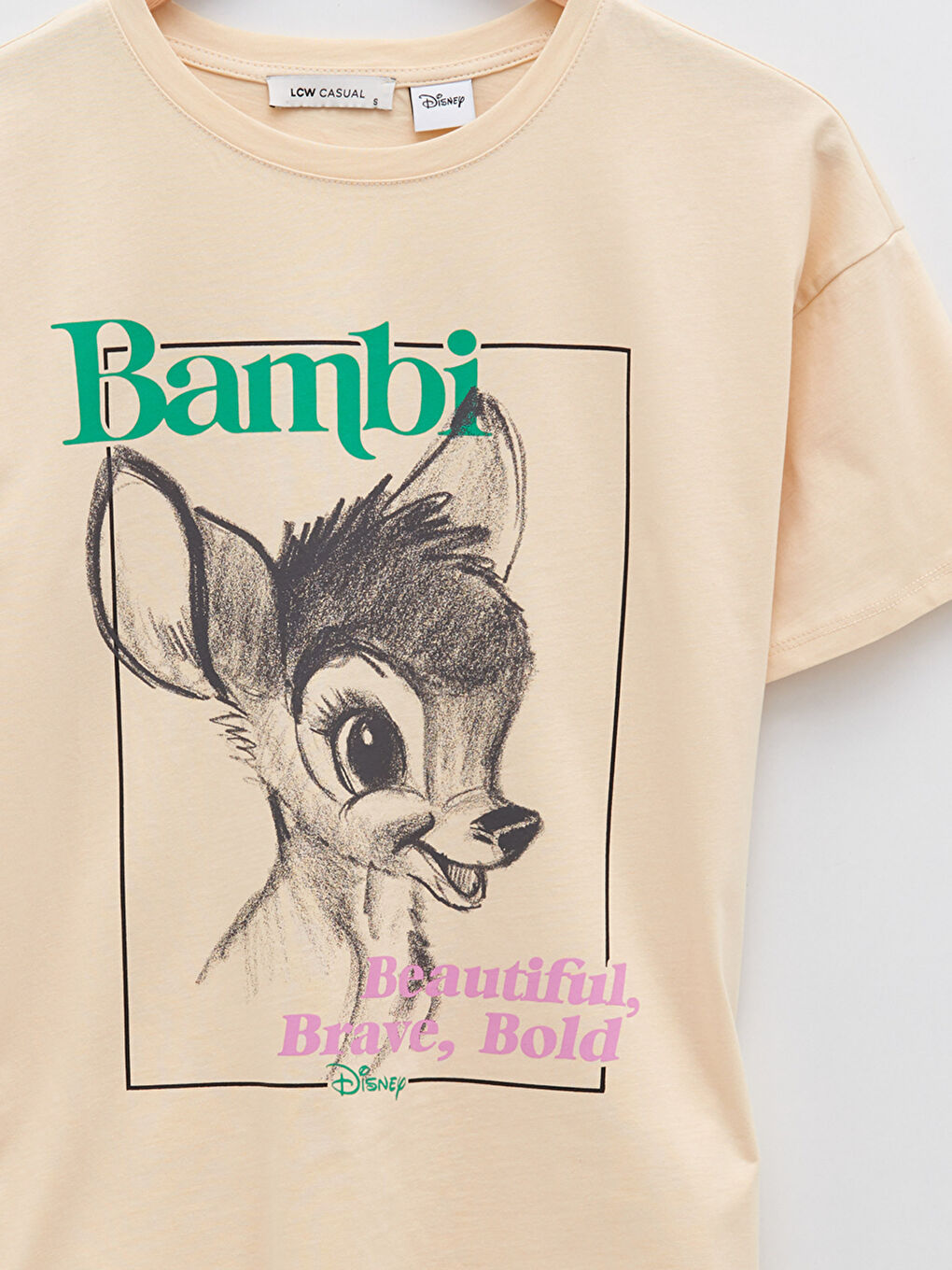 LCW Vision Crew Neck Bambi Printed Short Sleeve Cotton Women's T-Shirt -S2GG06Z8-FWC