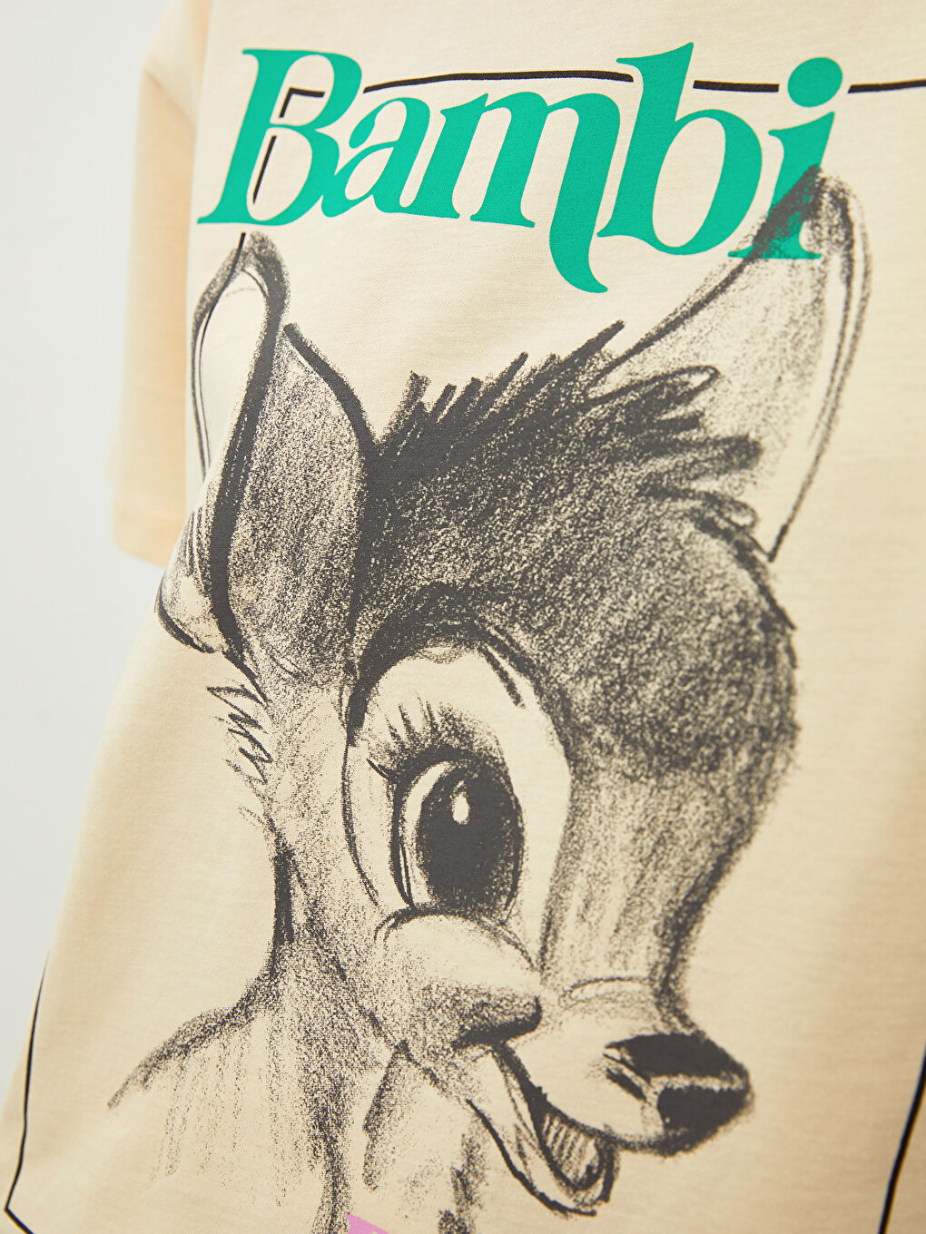 LCW Vision Crew Neck Bambi Printed Short Sleeve Cotton Women's T-Shirt -S2GG06Z8-FWC