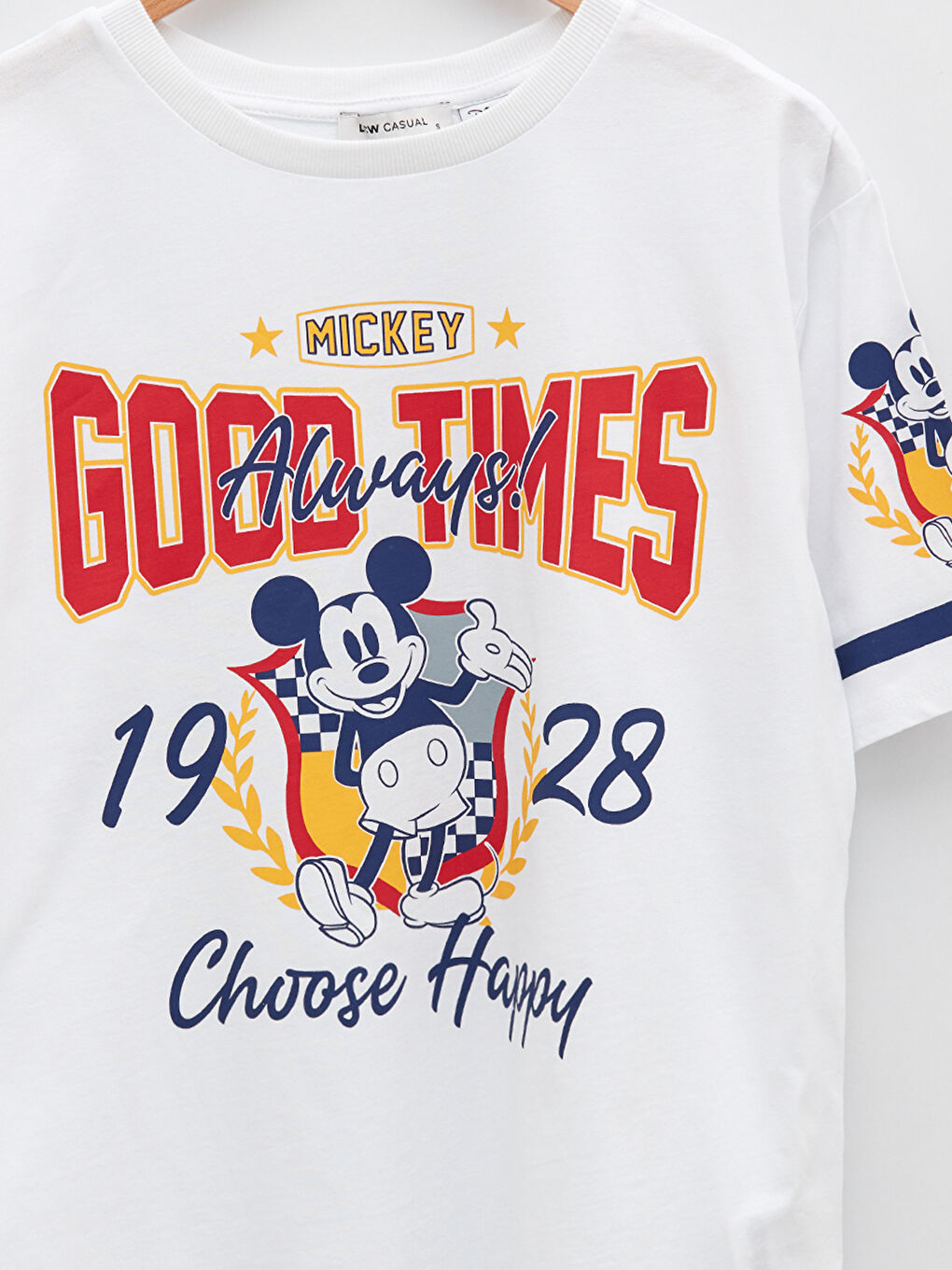 Crew Neck Mickey Mouse Printed Short Sleeve Cotton Women's T-Shirt-7