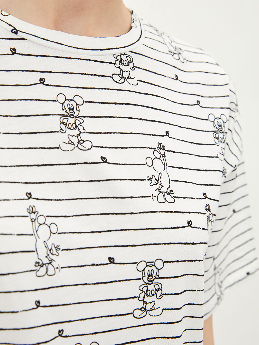 Crew Neck Mickey Mouse Printed Short Sleeve Women's T-Shirt-2