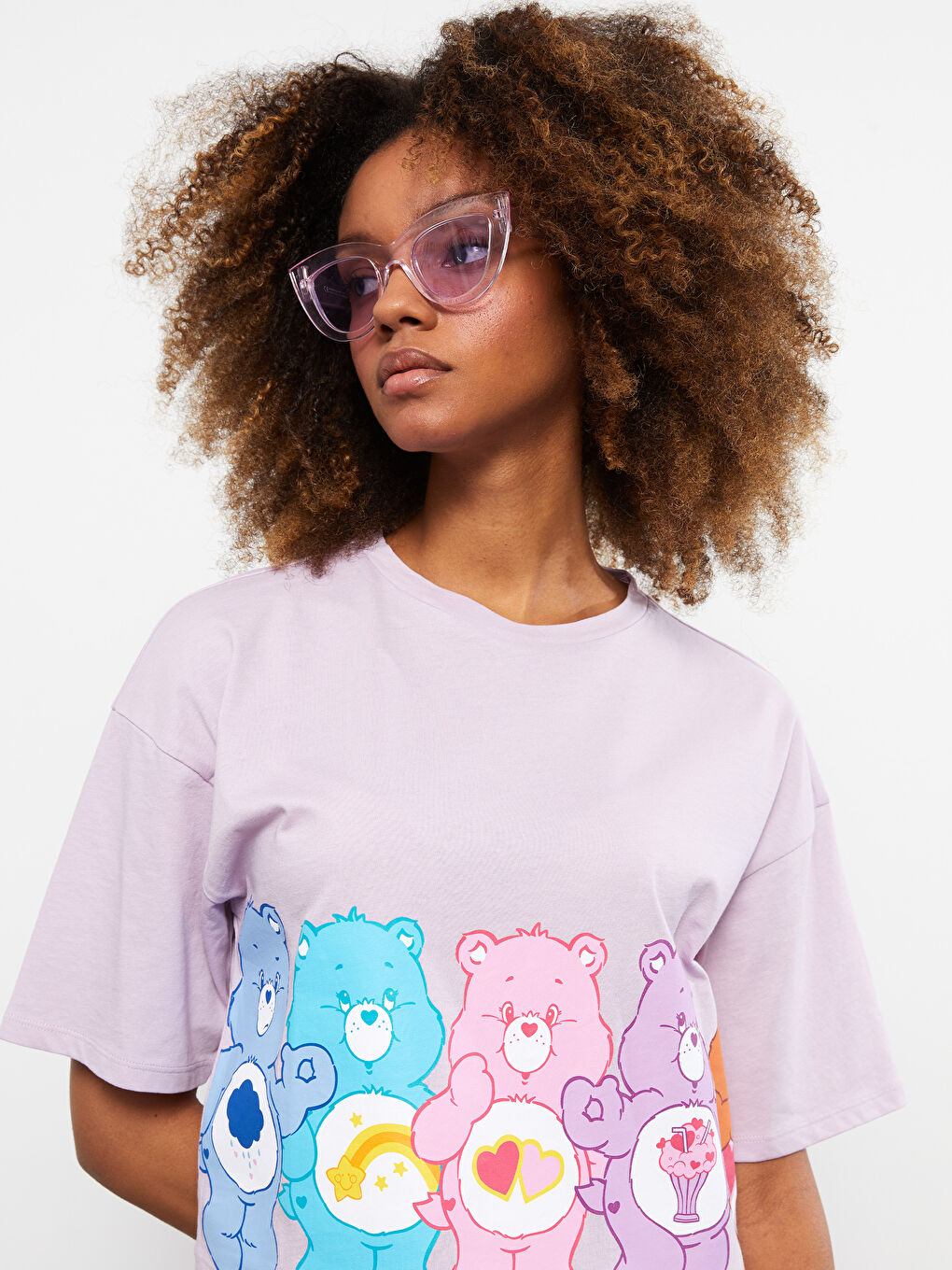 Crew Neck Care Bears Printed Short Sleeve Cotton Women's T-Shirt-2