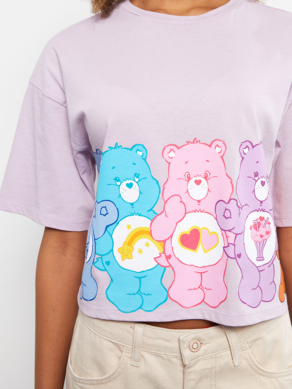 Crew Neck Care Bears Printed Short Sleeve Cotton Women's T-Shirt-3