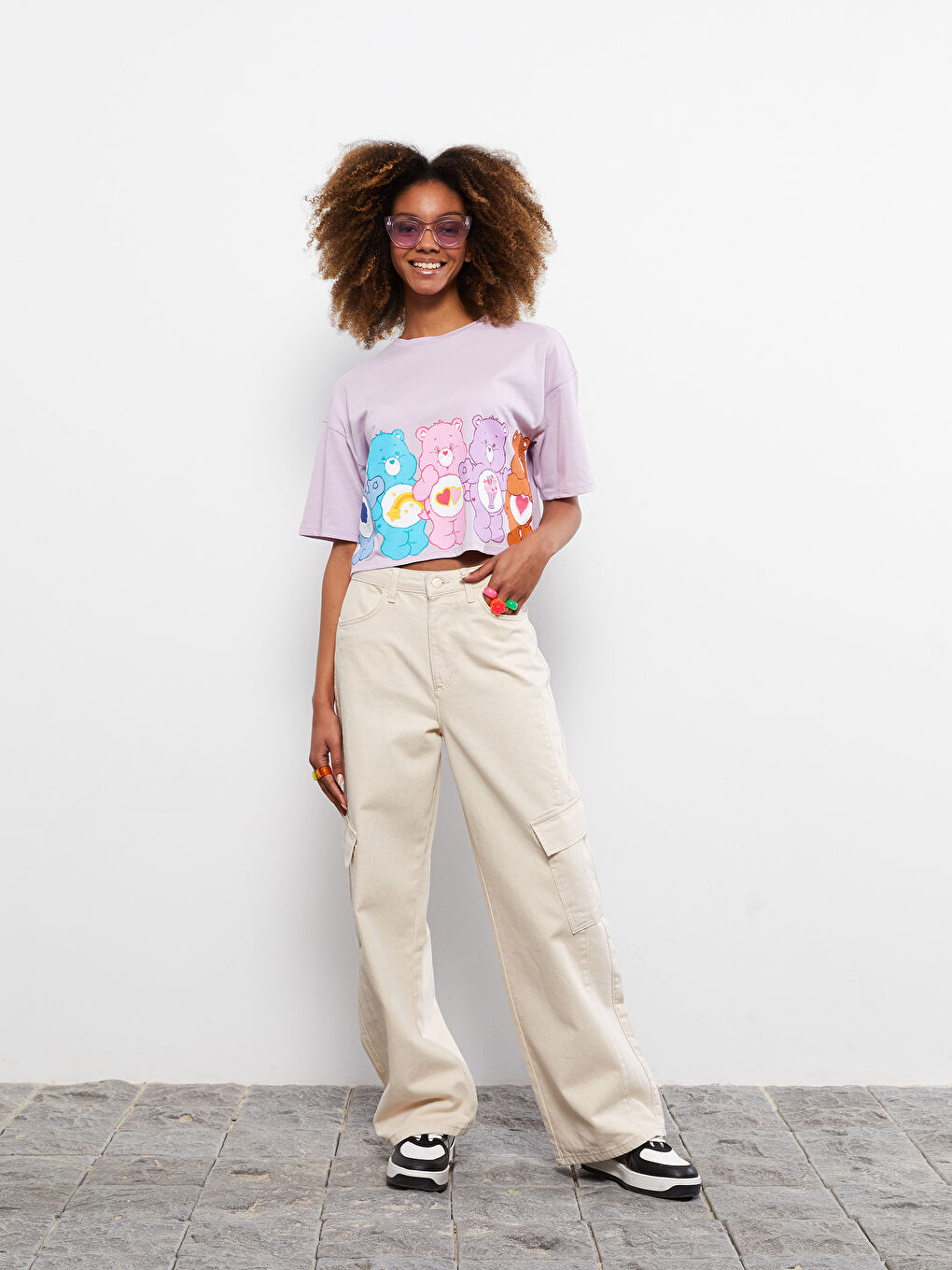 Crew Neck Care Bears Printed Short Sleeve Cotton Women's T-Shirt-4