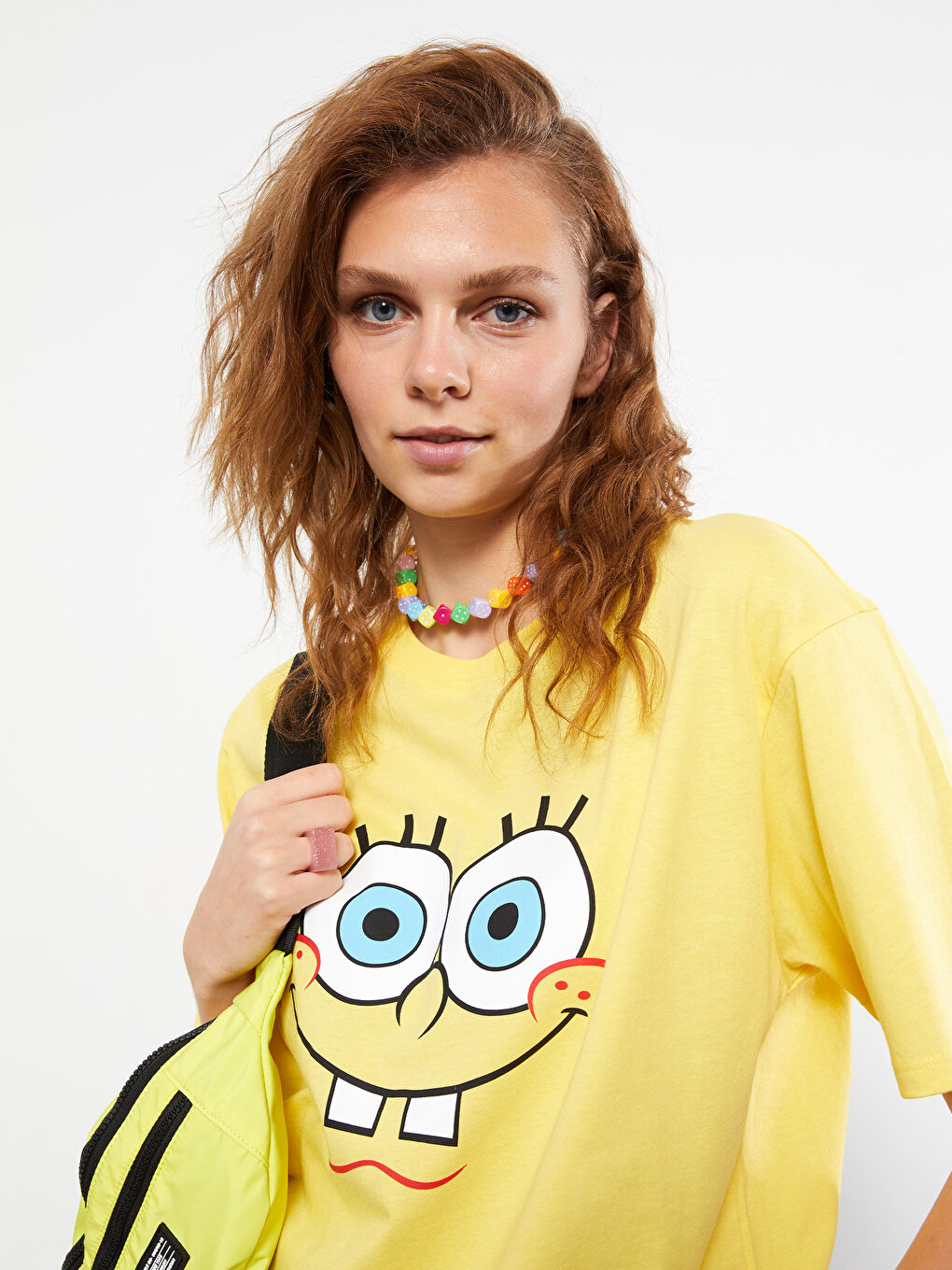 Crew Neck SpongeBob Printed Short Sleeve Cotton Women's T-Shirt-2
