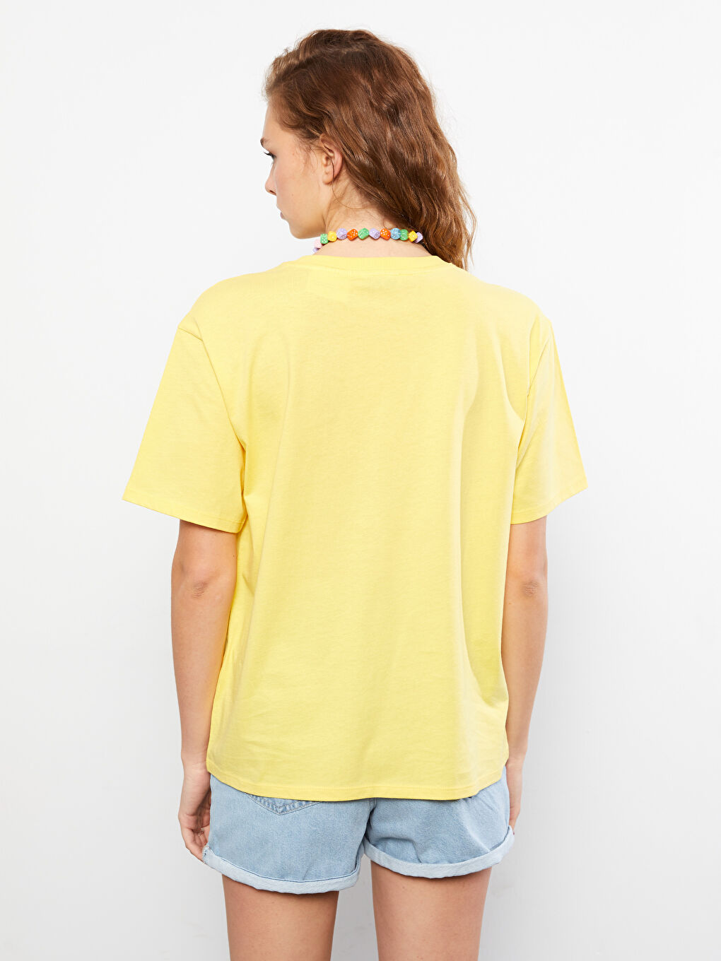 Crew Neck SpongeBob Printed Short Sleeve Cotton Women's T-Shirt-4