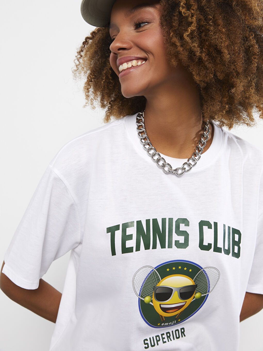 LCW Vision Crew Neck Emoji Printed Short Sleeve Women's T-Shirt -S2GG14Z8-R9K