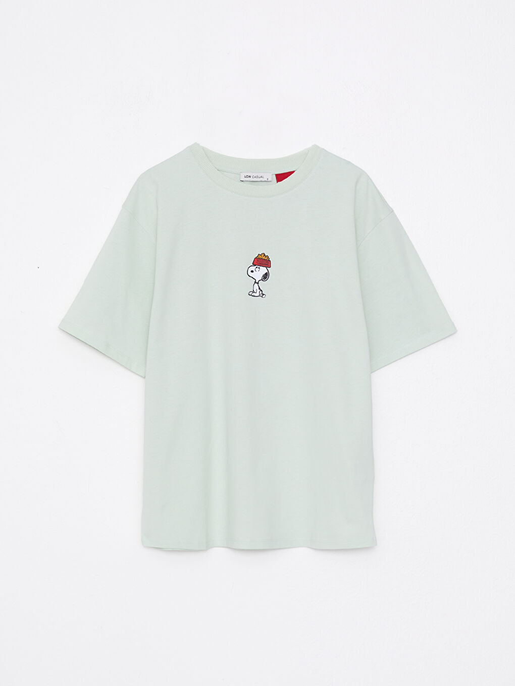 تيشيرت قطن كم قصير مطبوع بياقة دائرية للسيدات سنوبي-5