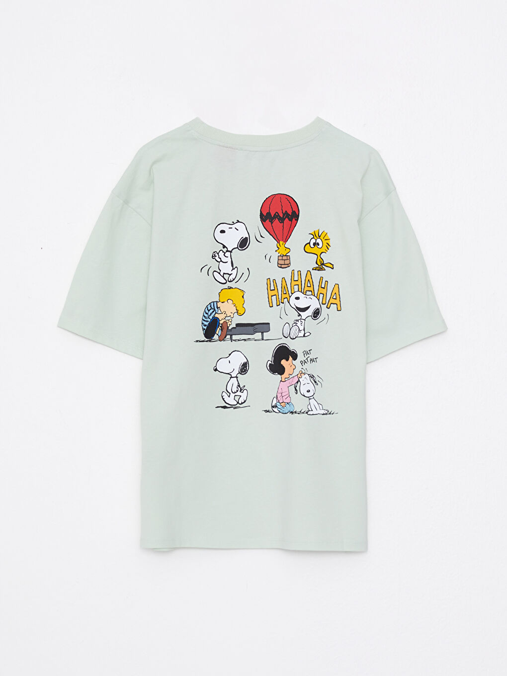 تيشيرت قطن كم قصير مطبوع بياقة دائرية للسيدات سنوبي-6