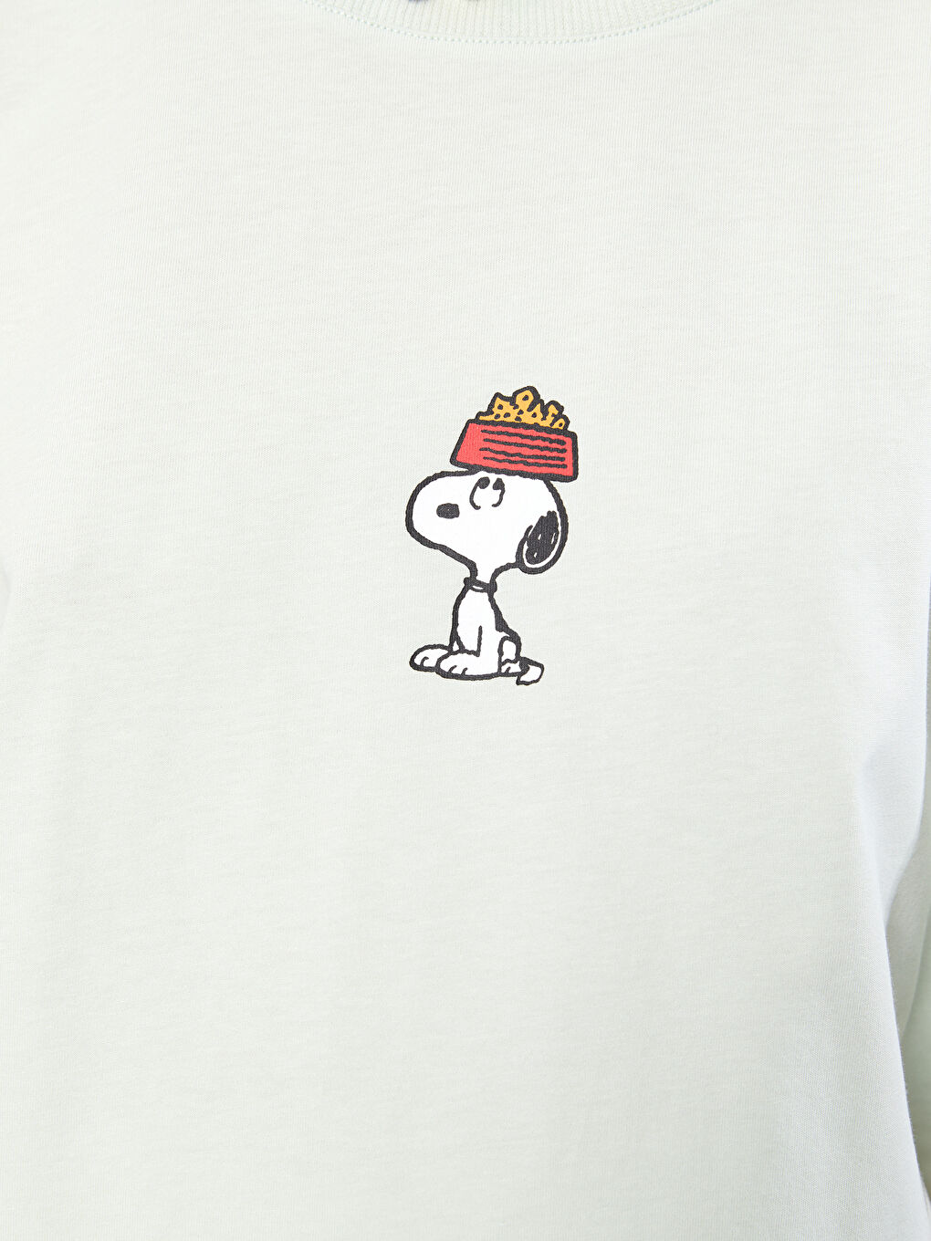 تيشيرت قطن كم قصير مطبوع بياقة دائرية للسيدات سنوبي-3