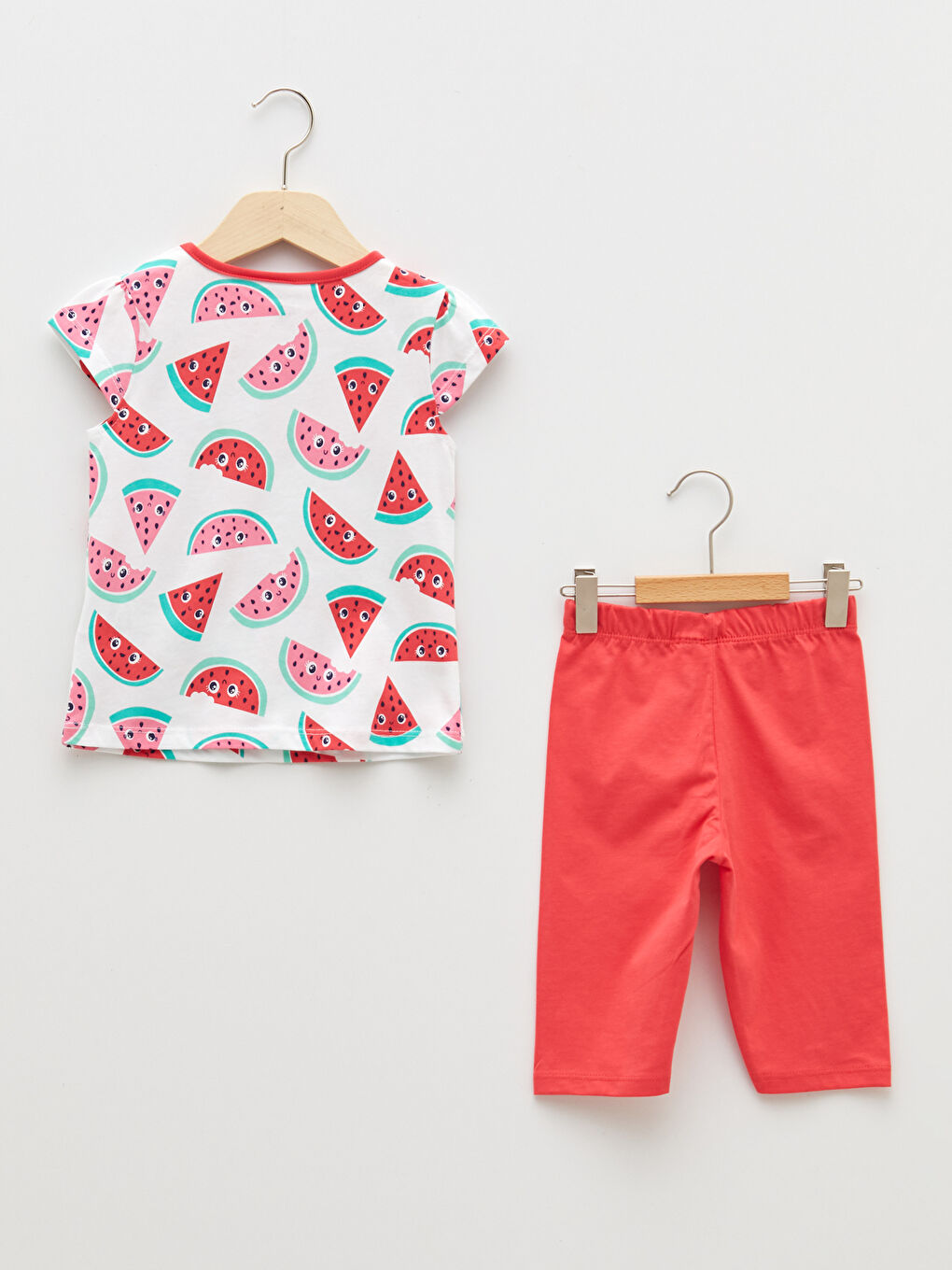 Crew Neck Short Sleeve Printed Cotton Baby Girl Pajamas Set-1