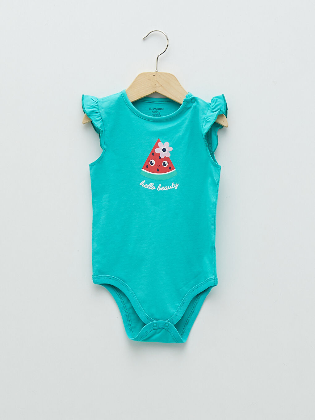 Crew Neck Printed Baby Girl Bodysuit With Snap Fastener 2 Pieces-1