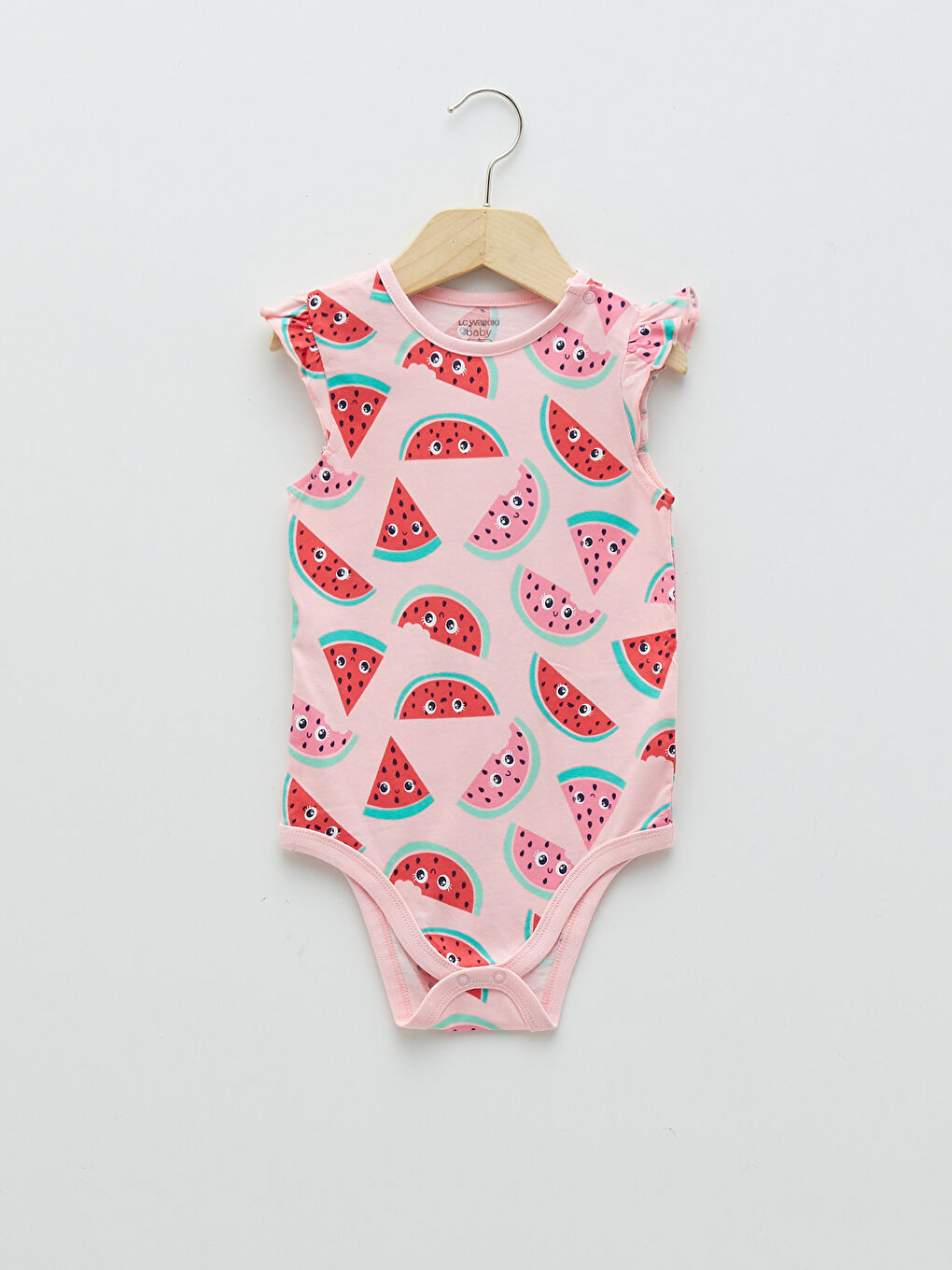 Crew Neck Printed Baby Girl Bodysuit With Snap Fastener 2 Pieces-2