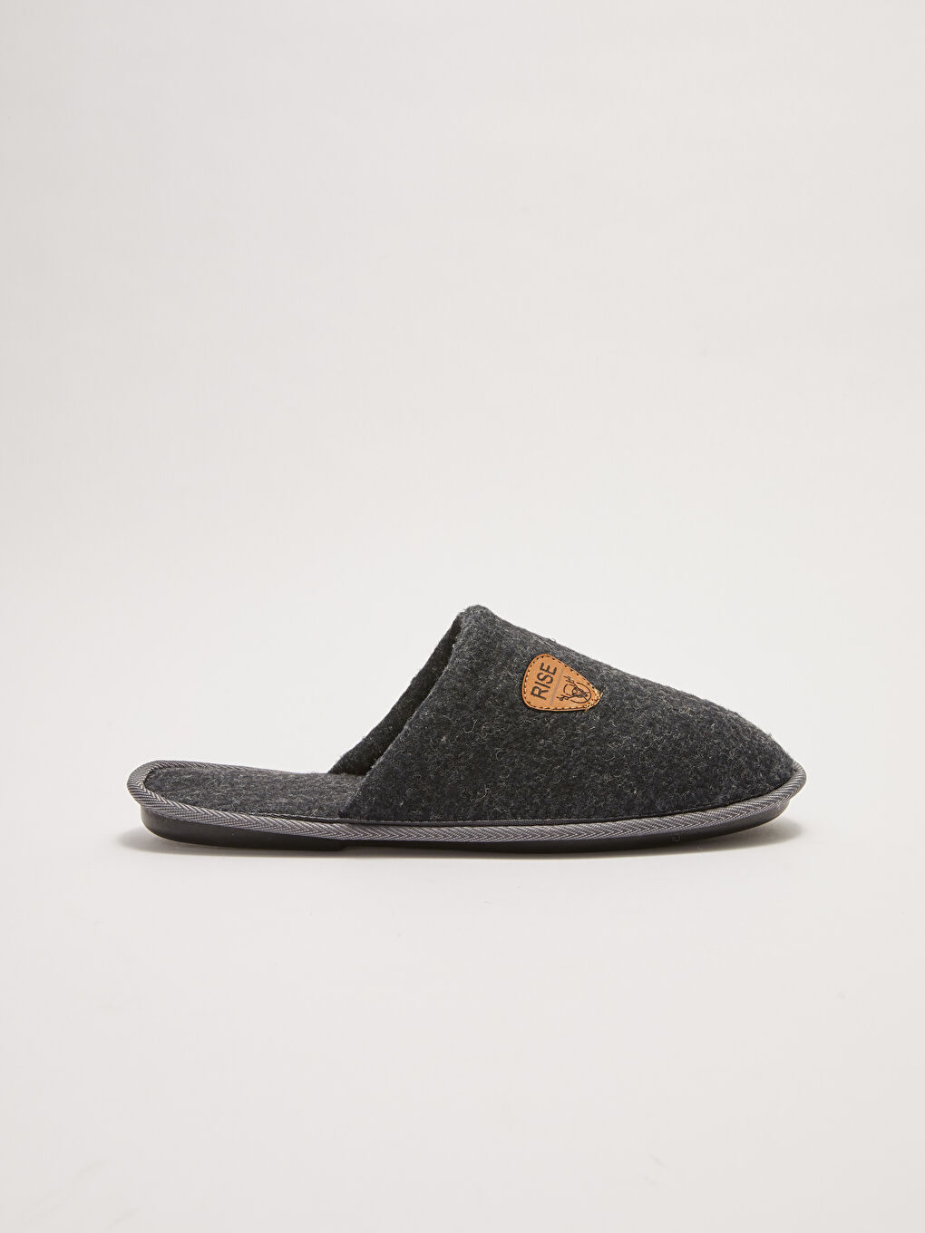 Antrasit Etiket Baskılı Erkek Ev Terliği-1