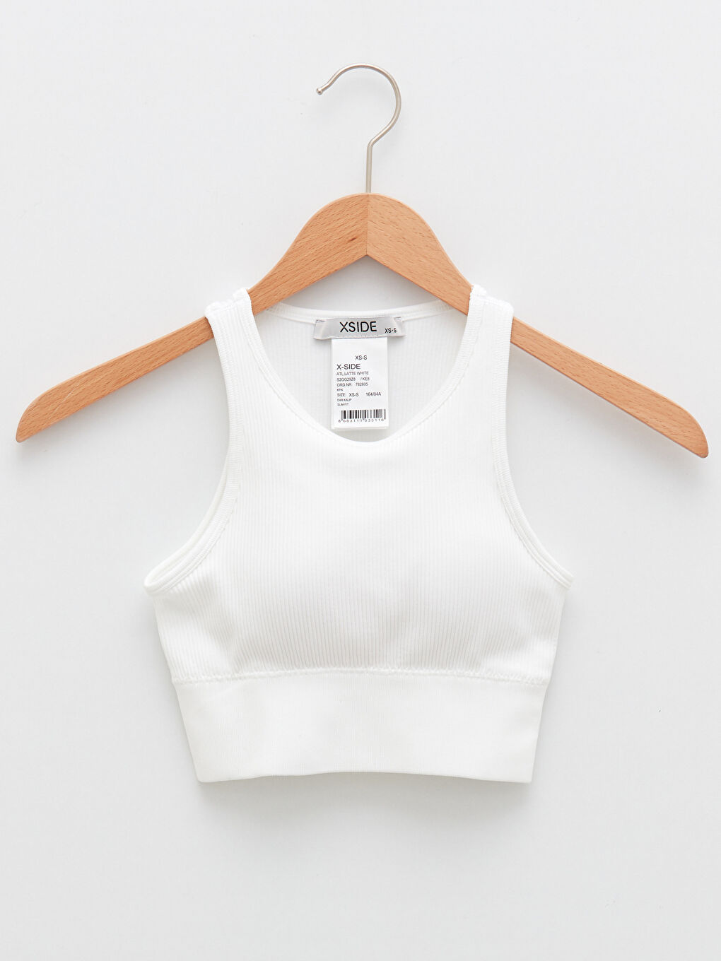 Beyaz Halter Yaka Düz Spor Kadın Büstiyer-5