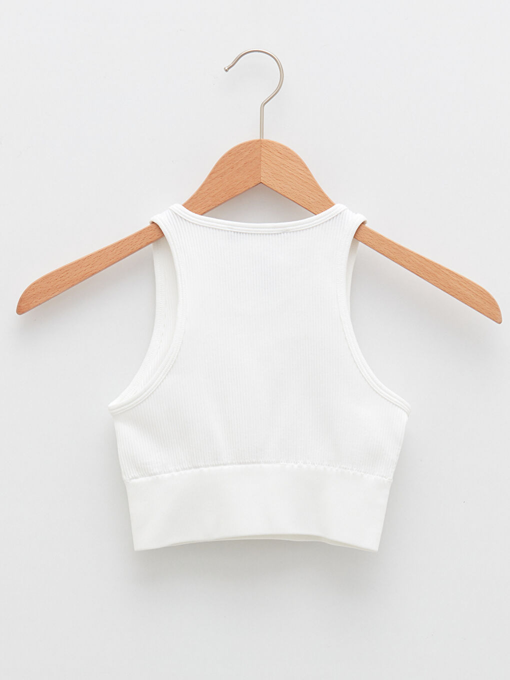 Beyaz Halter Yaka Düz Spor Kadın Büstiyer-6