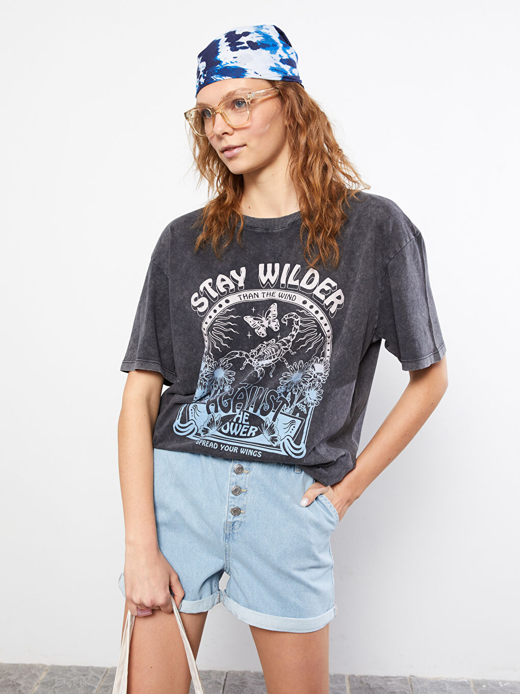 Crew Neck Printed Short Sleeve Cotton Women's T-shirt-1